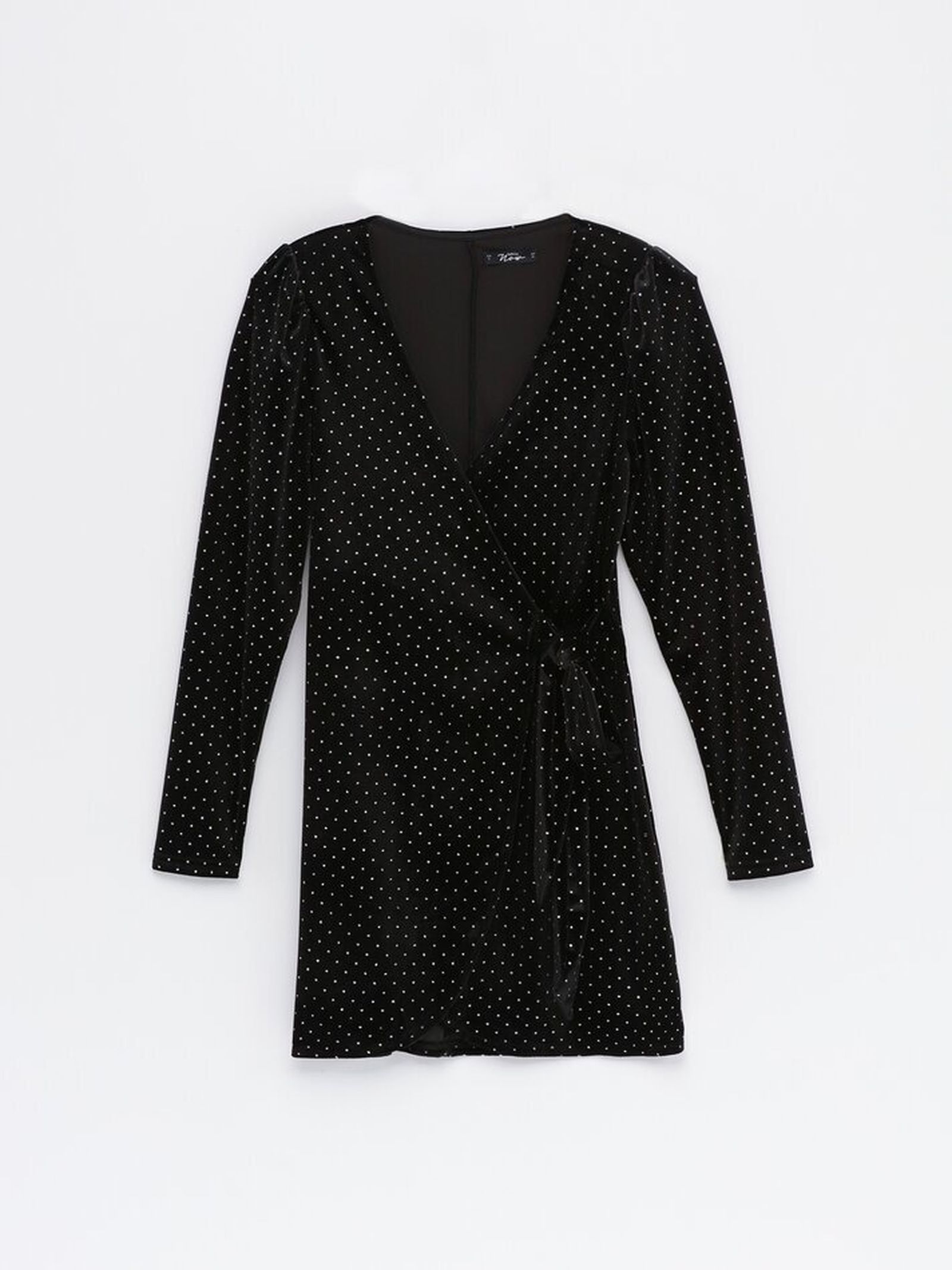 Vestido corto cruzado de terciopelo de Lefties