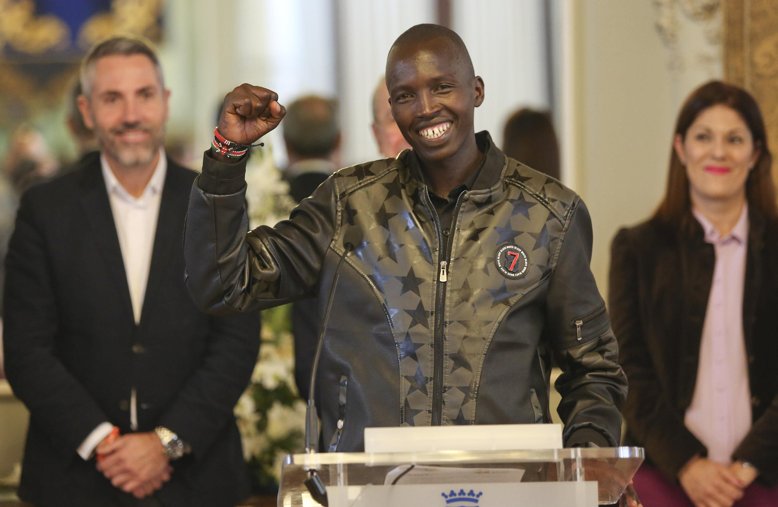 Eliud Kibet, durante la presentación.