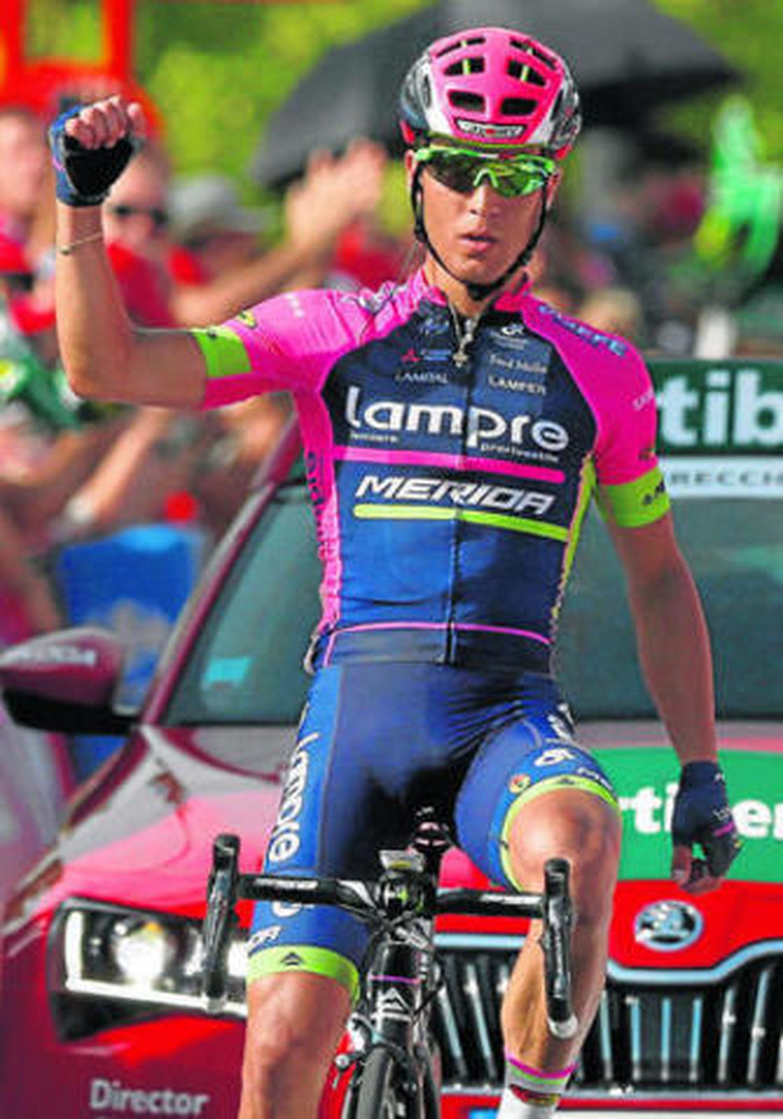 Valerio Conti, tras ganar la 13ª etapa.