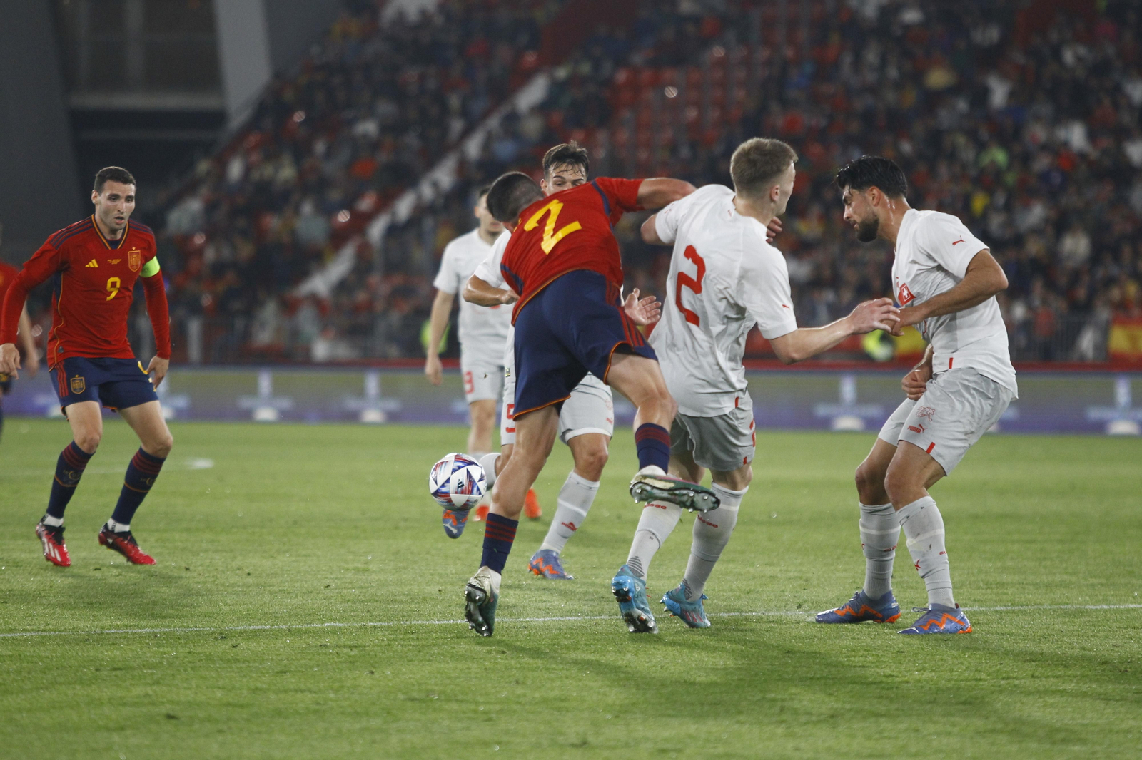 Imágenes del partido de fútbol amistoso entre las selecciones de España y Suiza Sub 21, disputado en Almería