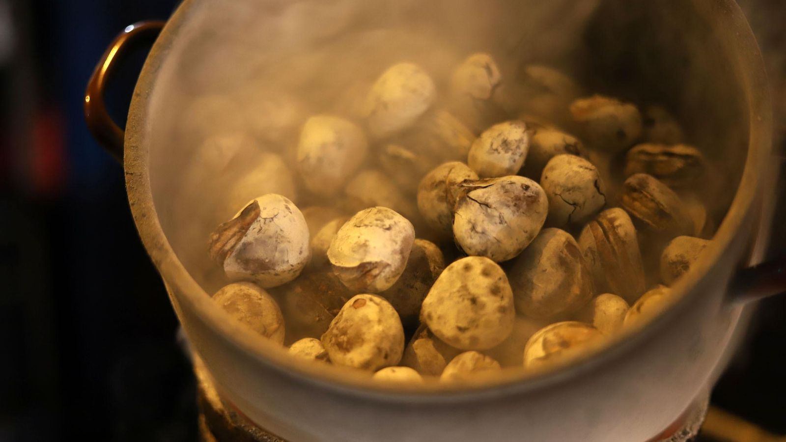 Perol de castañas asadas