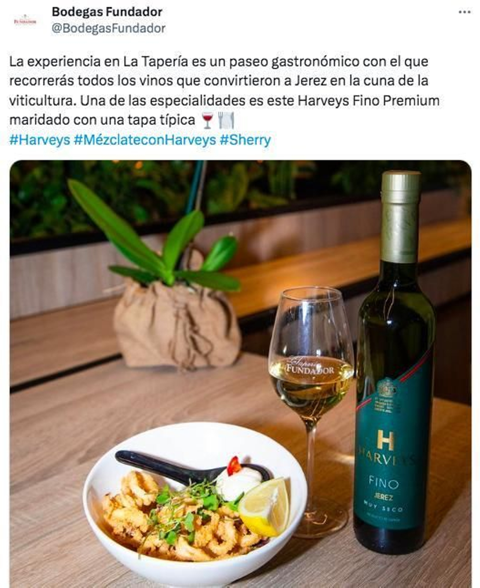 Twit de Bodegas Fundador.