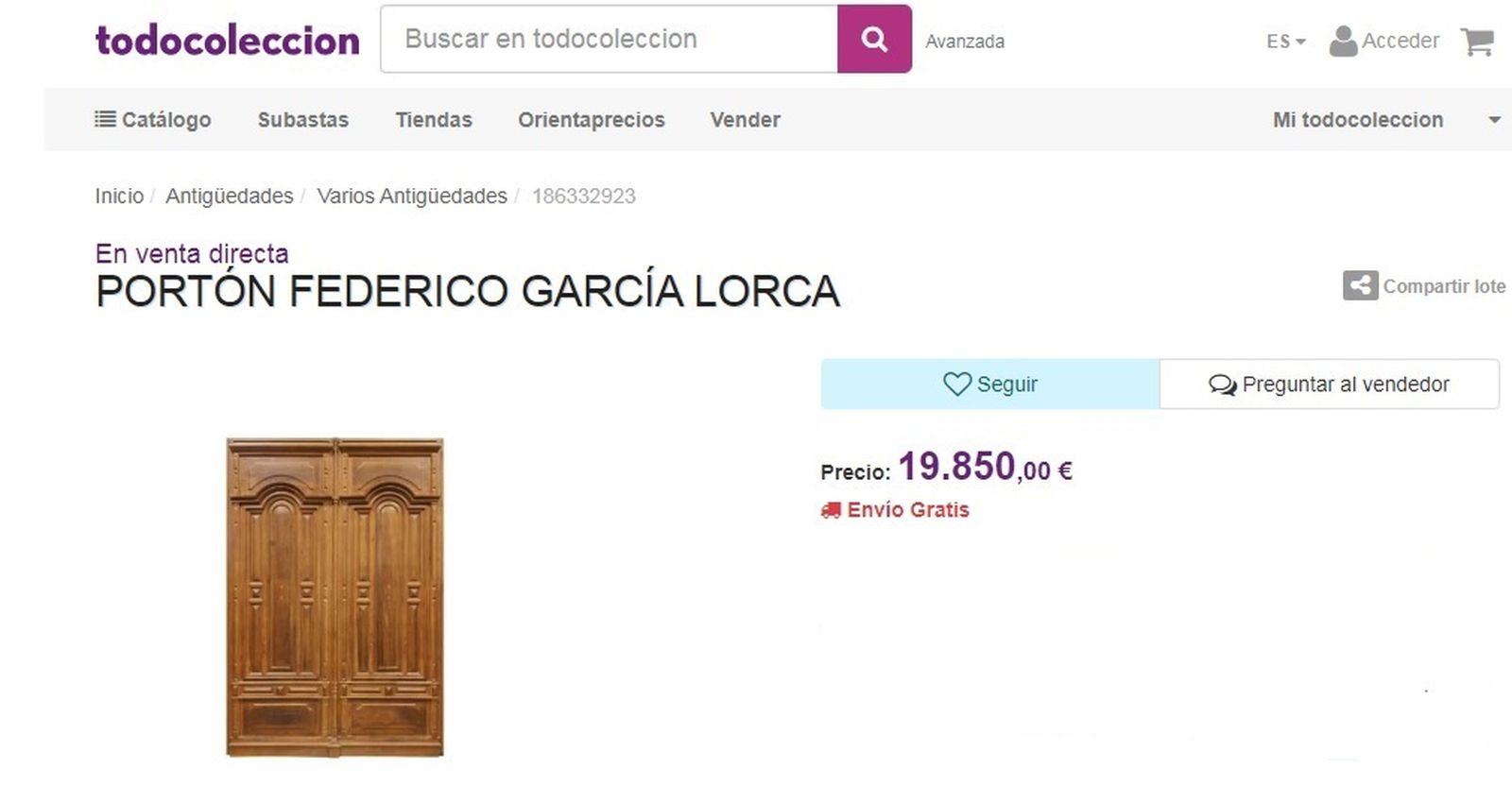 El objeto lleva a la venta desde diciembre en una conocida web de antigüedades.
