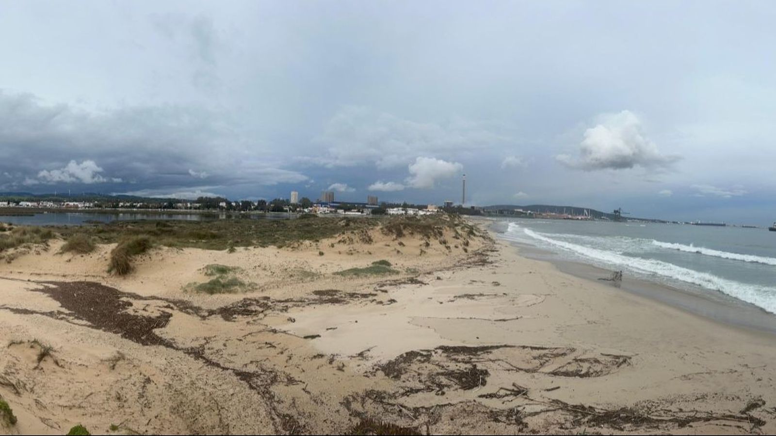 Dunas de la playa de El Rinconcillo y las marismas del río Palmones.