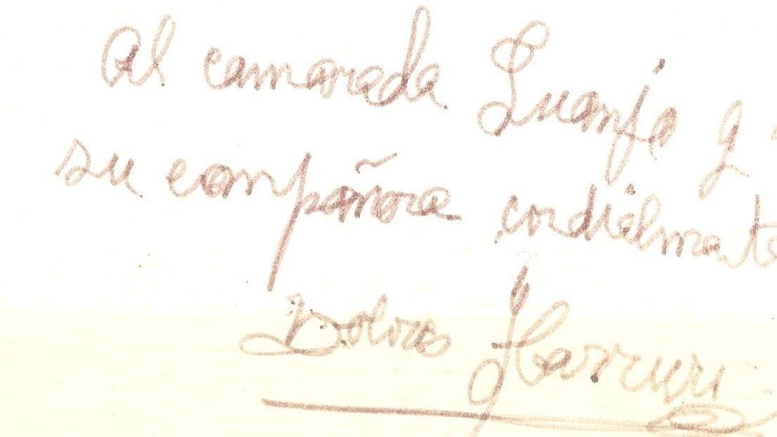 Dedicatoria de Dolores Ibarruri (La Pasionaria).