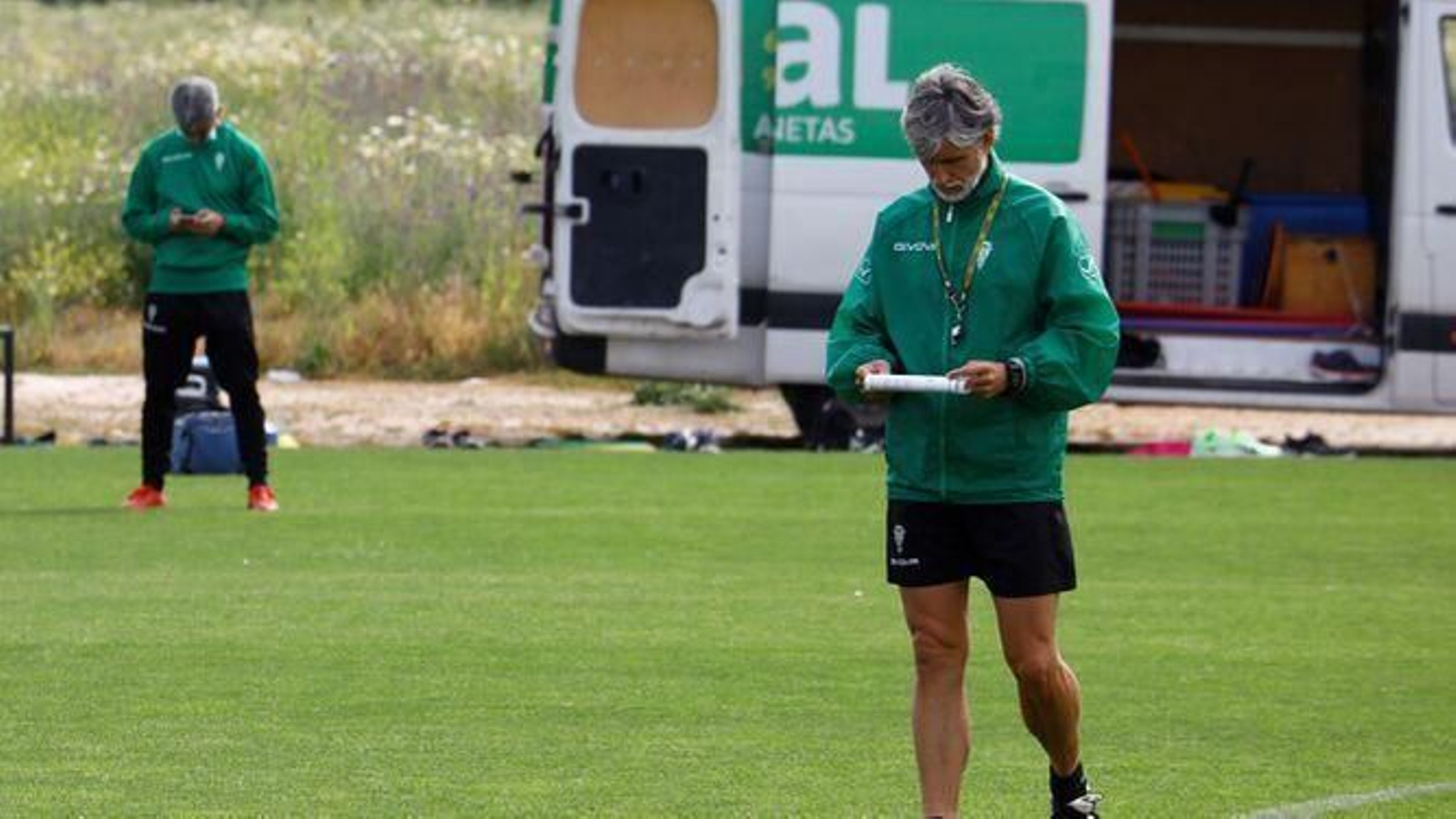 Pablo Alfaro, en una de sus últimas sesiones como entrenador del Córdoba CF