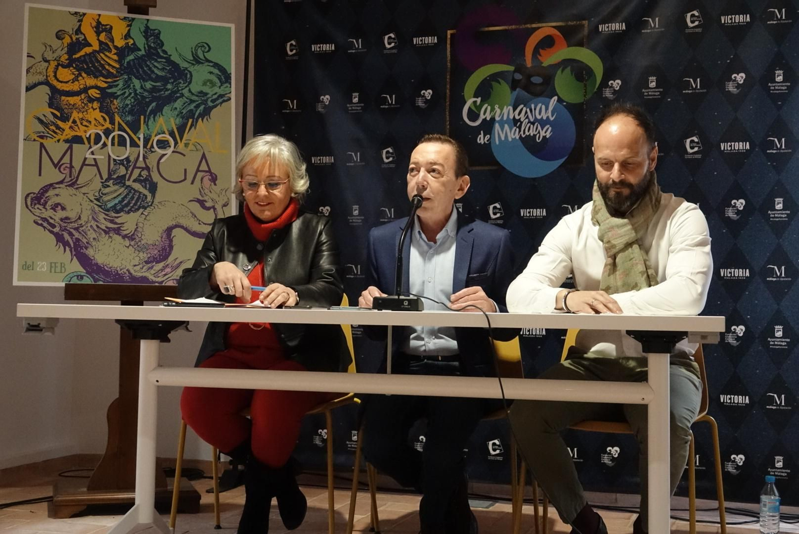 Teresa Porras, Rafael Acejo y Sergio Ragel, durante la presentación del Carnaval 2019.