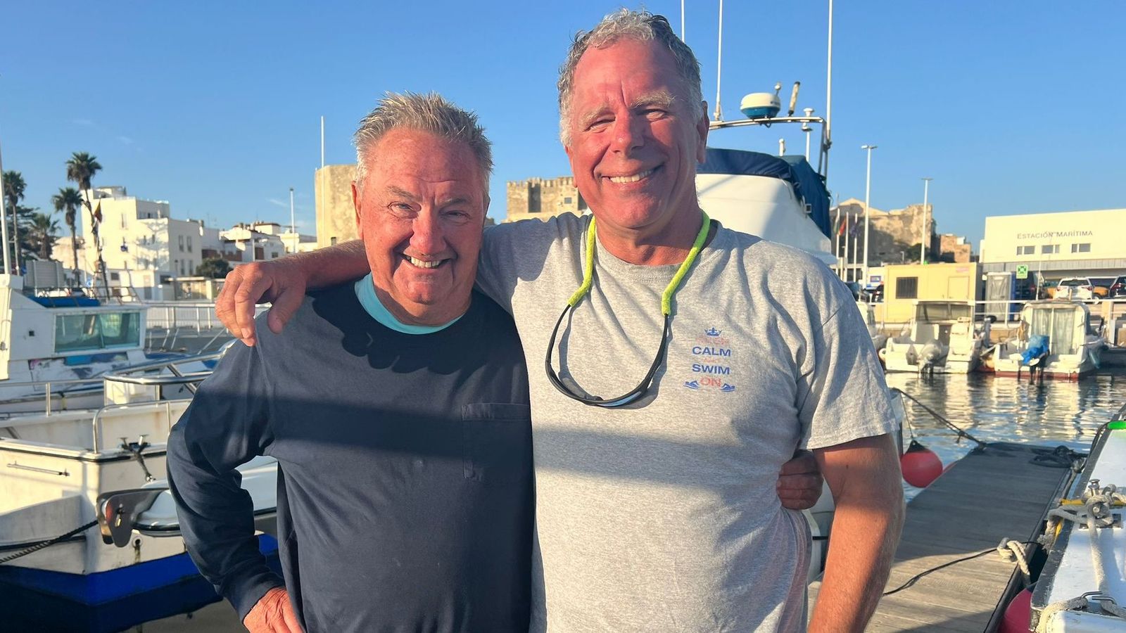 Los estadounidenses Lester Henry Mangold y Bruce Russell, este viernes en Tarifa