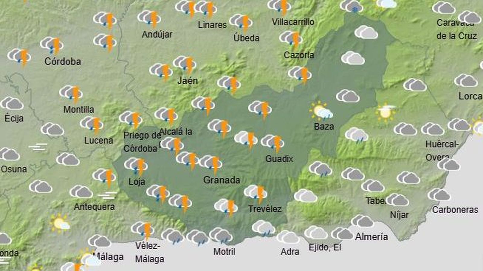 El Tiempo en Granada el 23 de diciembre de 2025