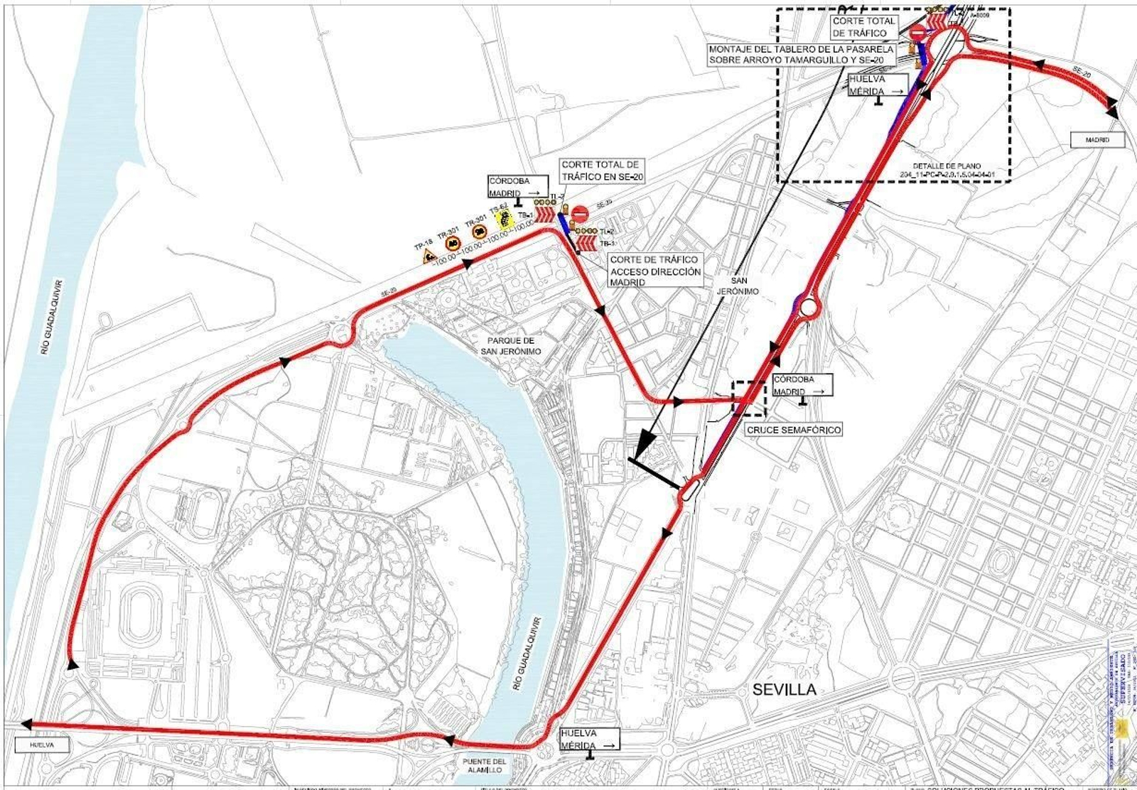 Plano del corte de tráfico