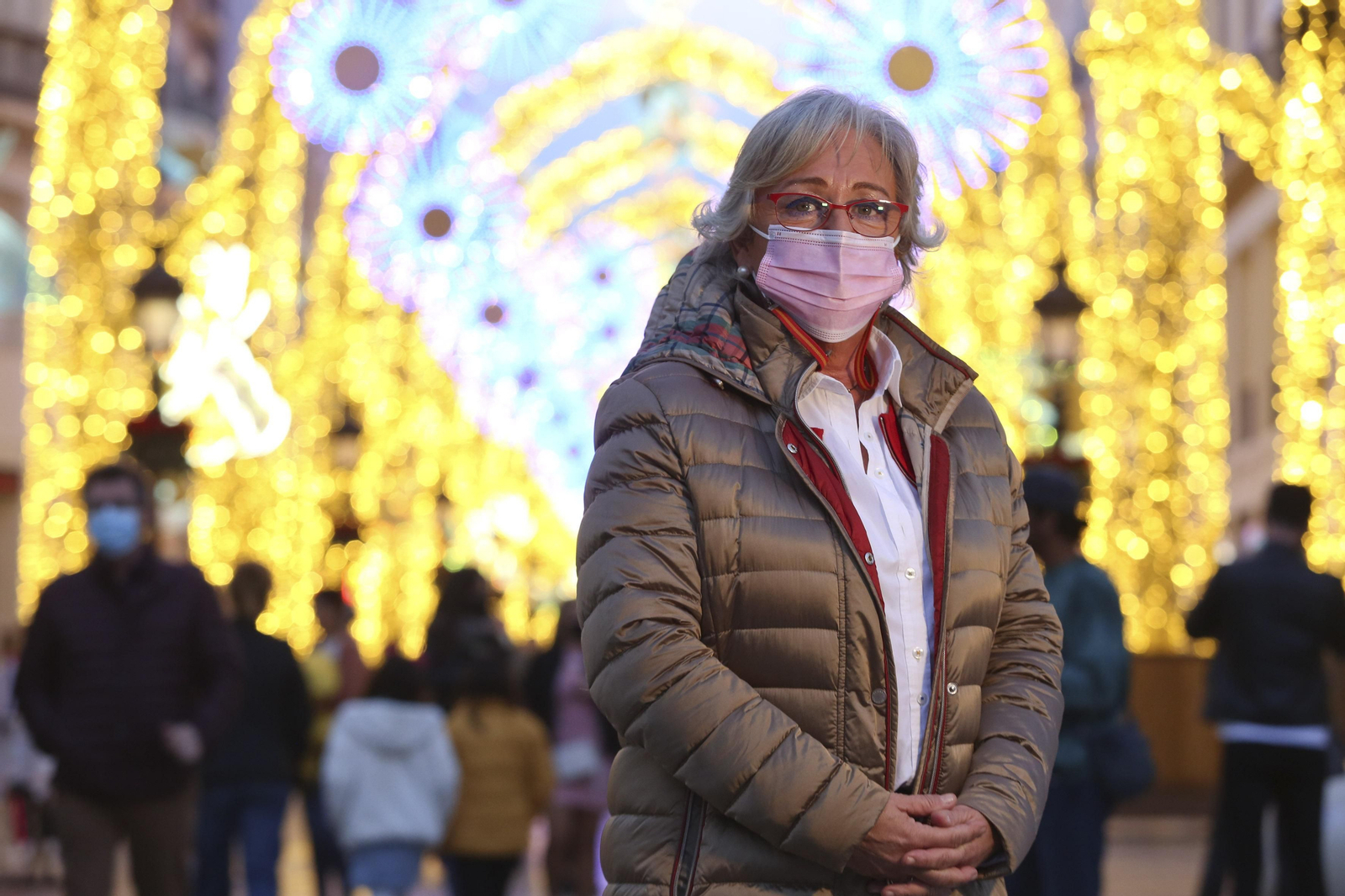 Teresa Porras, en la calle Larios.
