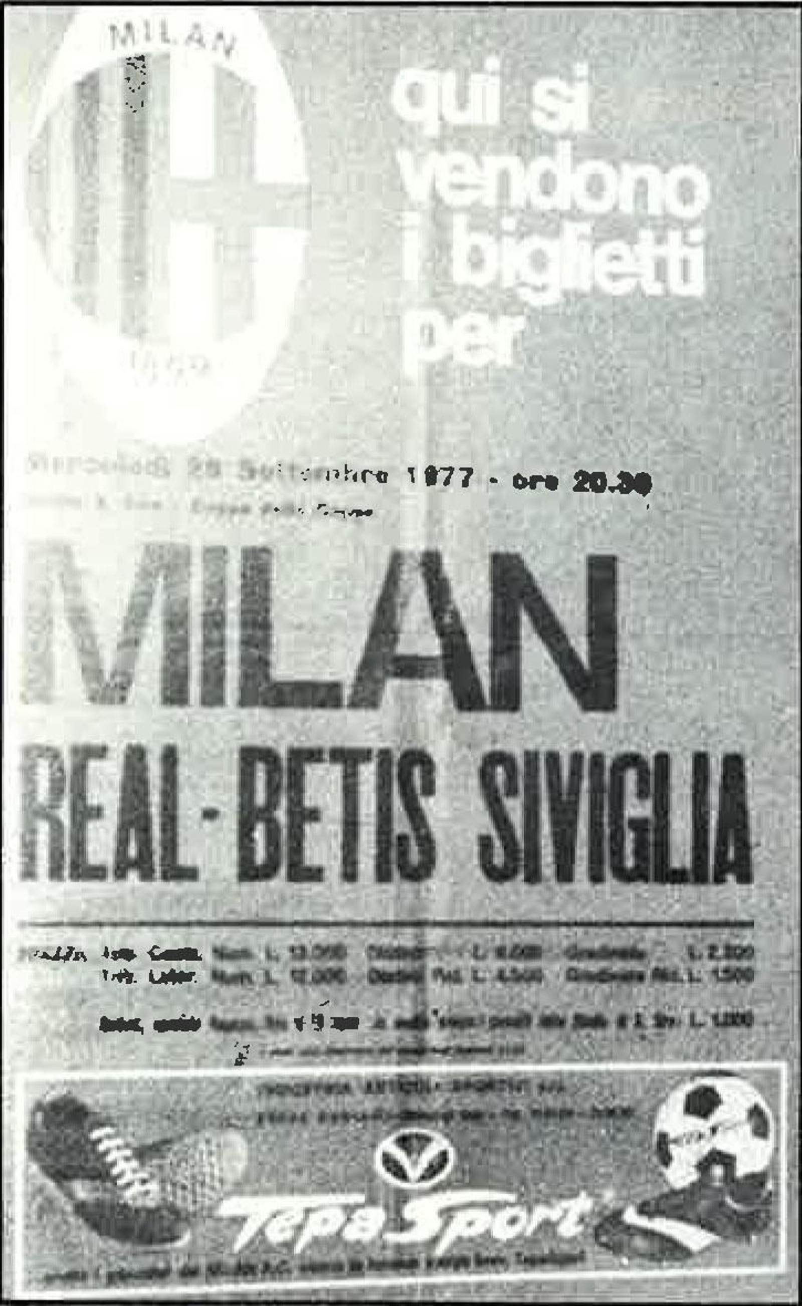 Cartel anunciador del Milan-Betis.