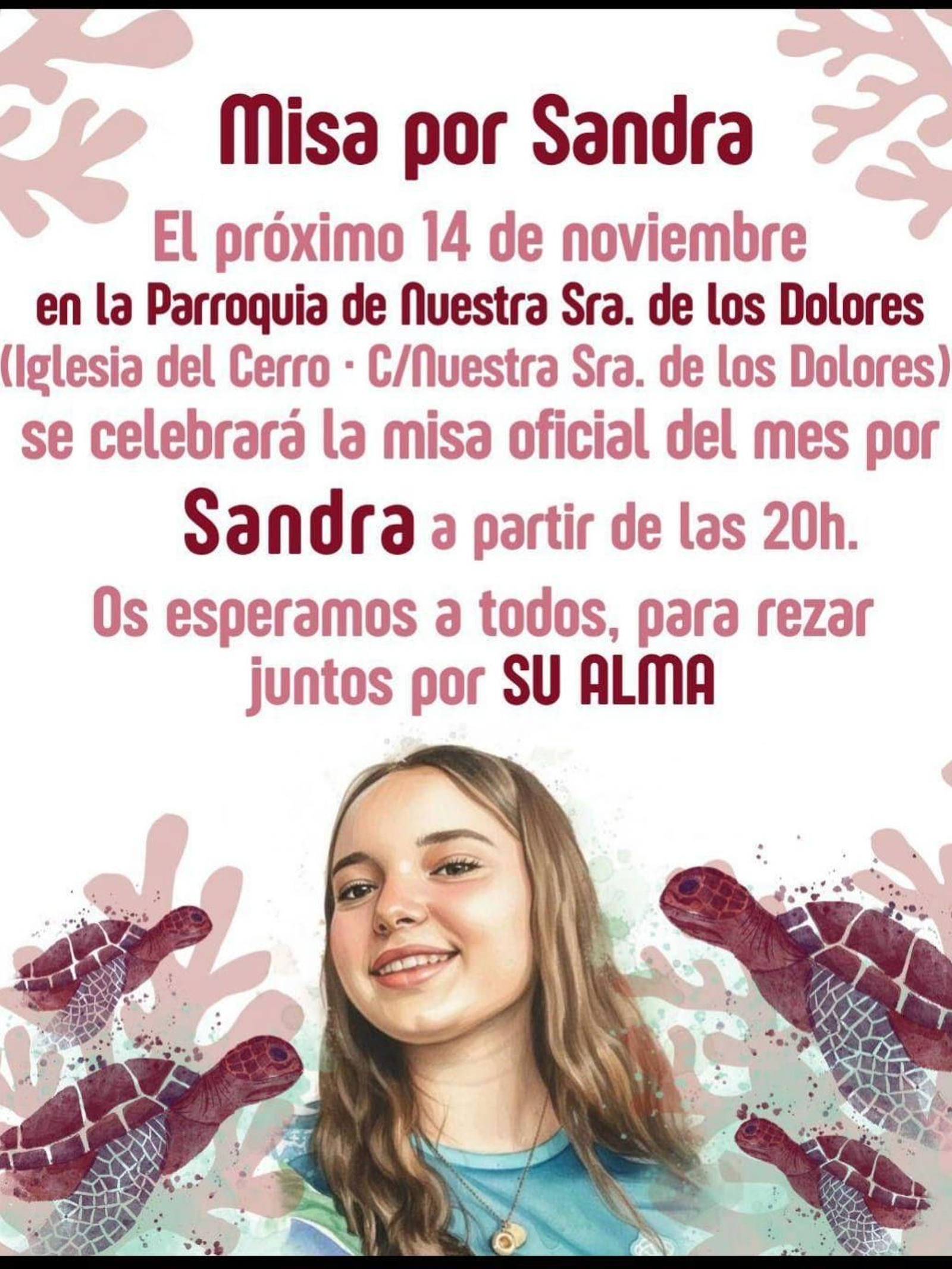 Cartel difundido por la familia de Sandra Peña.