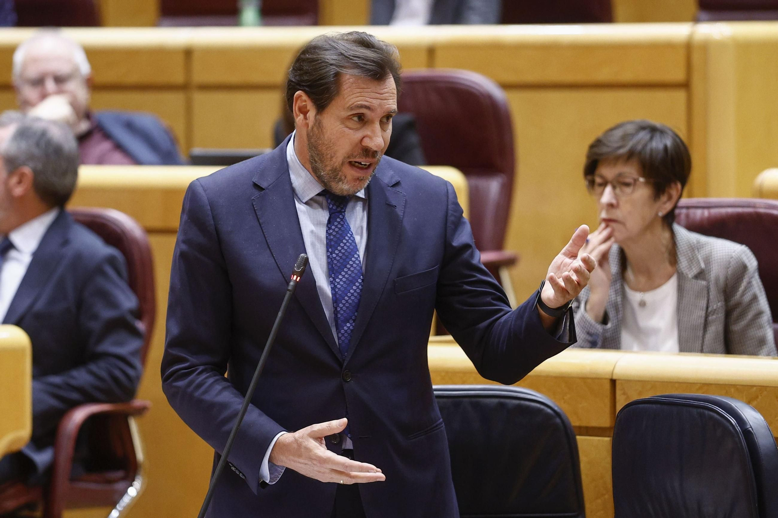 Óscar Puente, este martes en la sesión de control al Gobierno en el Senado.