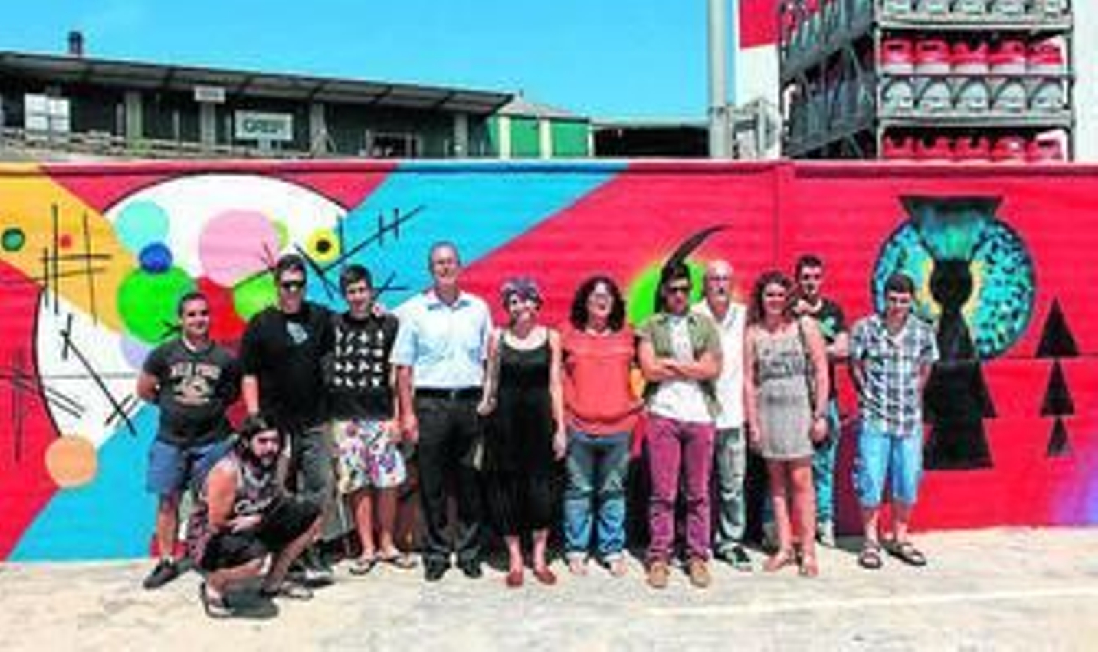 Imagen del grupo participante en el proyecto Urbanart, ayer.