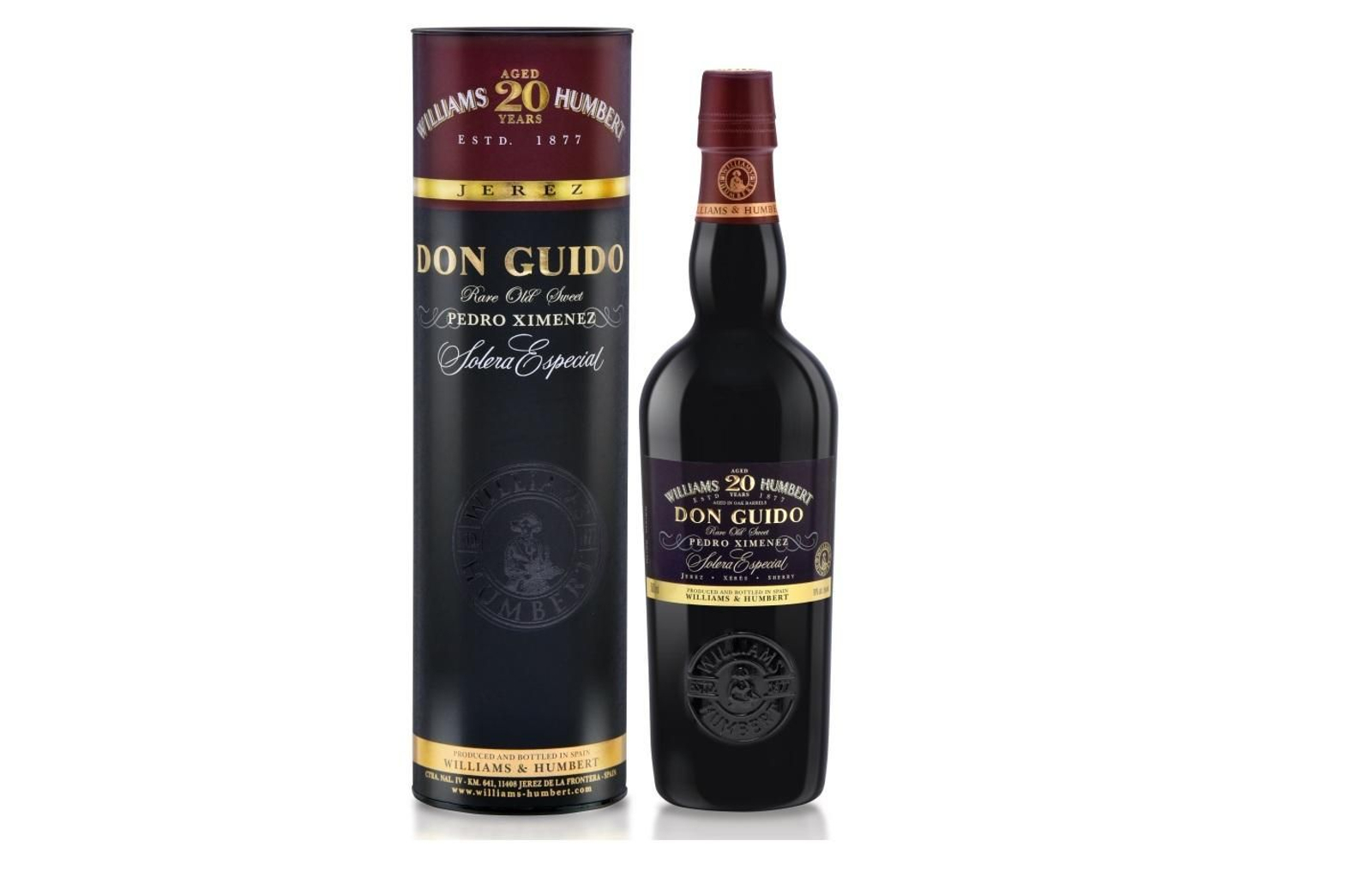 Botella y estuche de Pedro Ximénez 'Don Guido' VOS, de Williams & Humbert.
