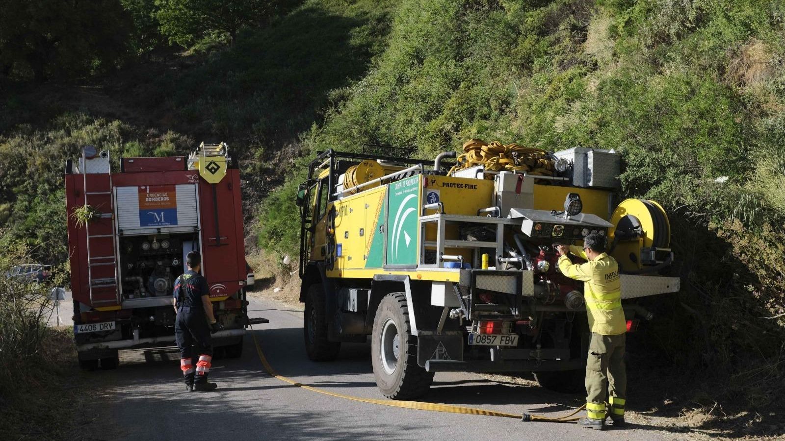 Bomberos forestales en el incendio de Sierra Bermeja.
