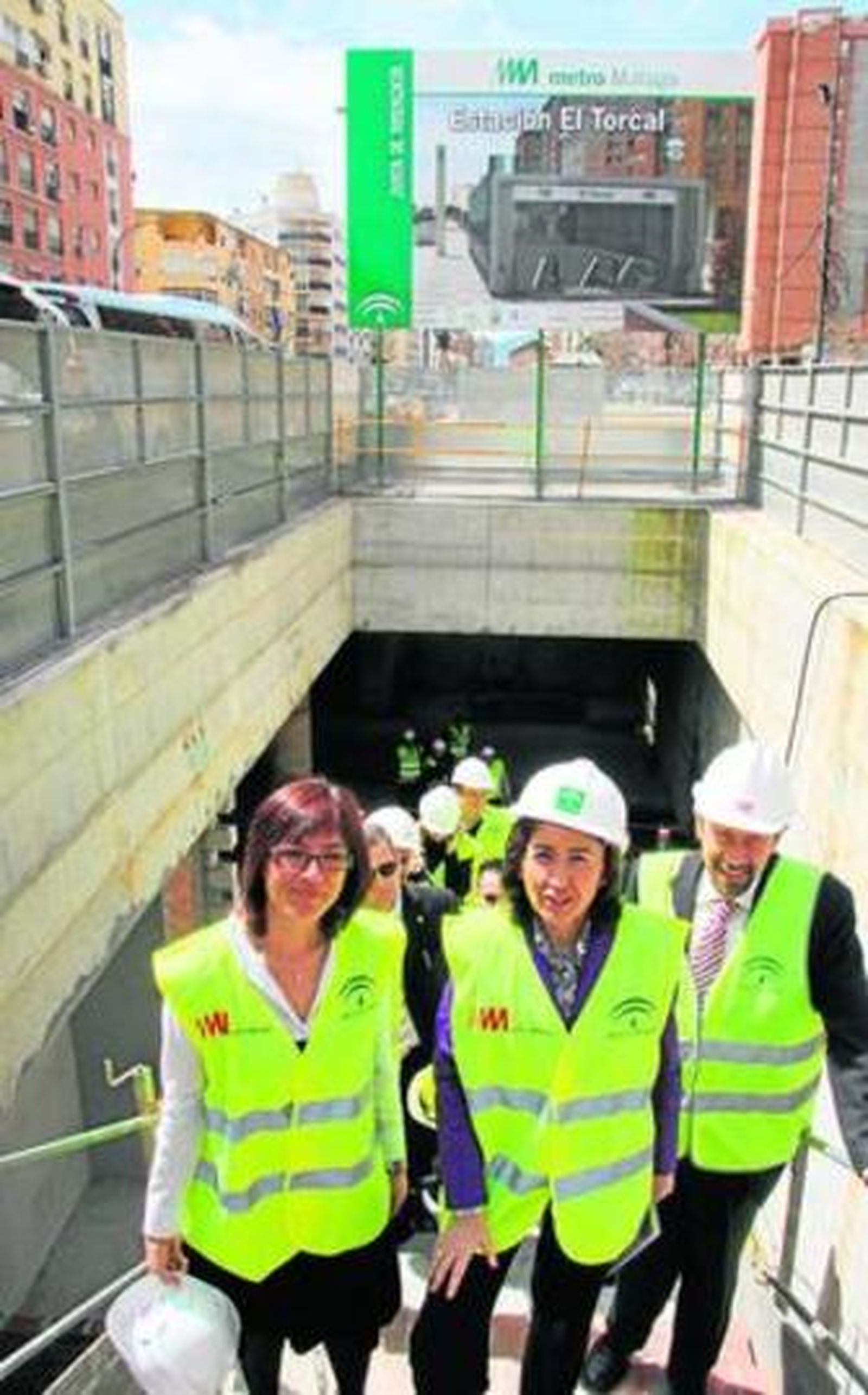 Rosa Aguilar, ayer en las obras del Metro de Málaga.