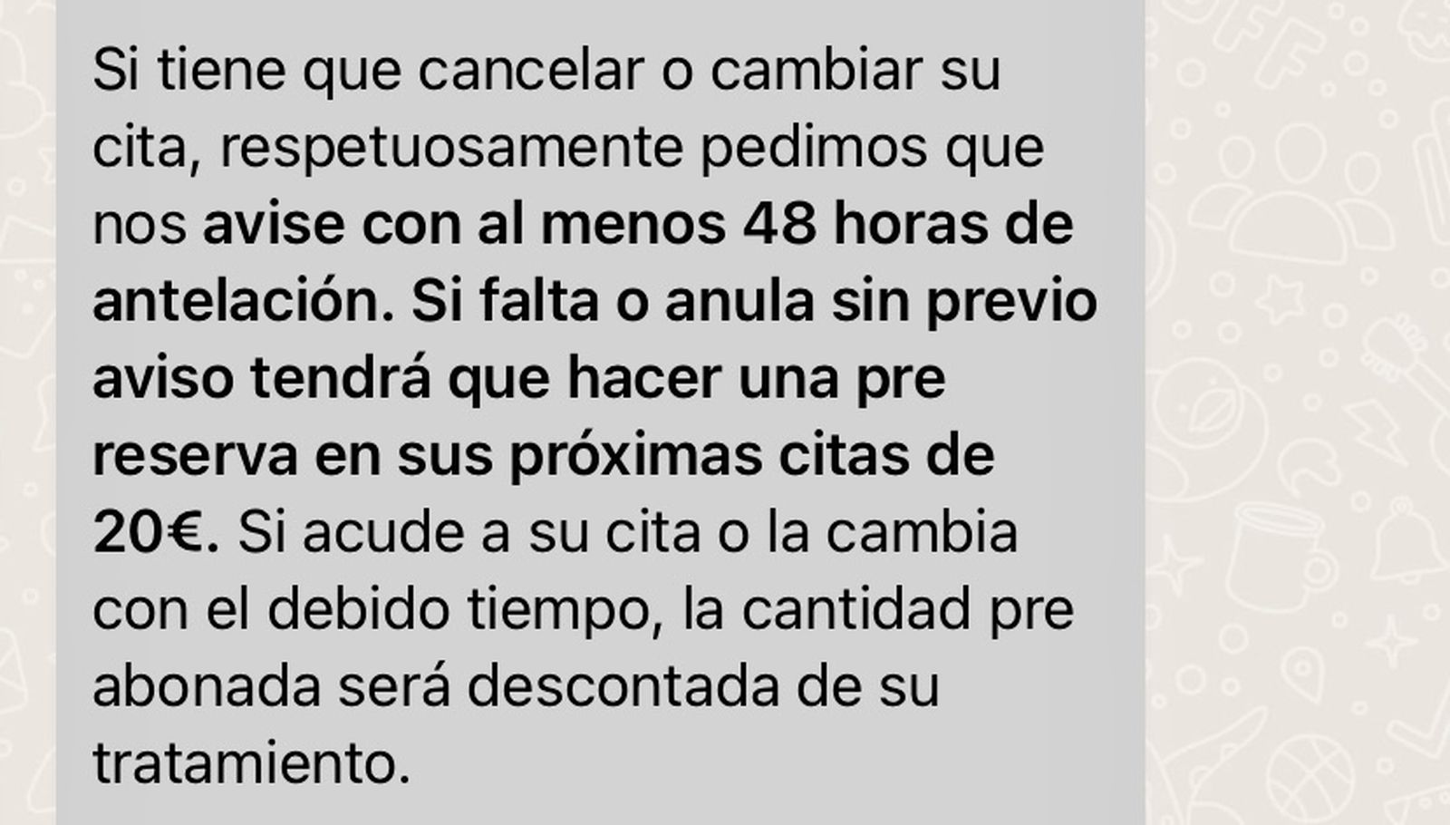 El aviso de una clínica privada.