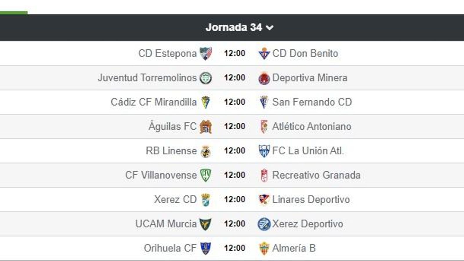 Horarios de la ultima jornada. Horarios de la ultima jornada.