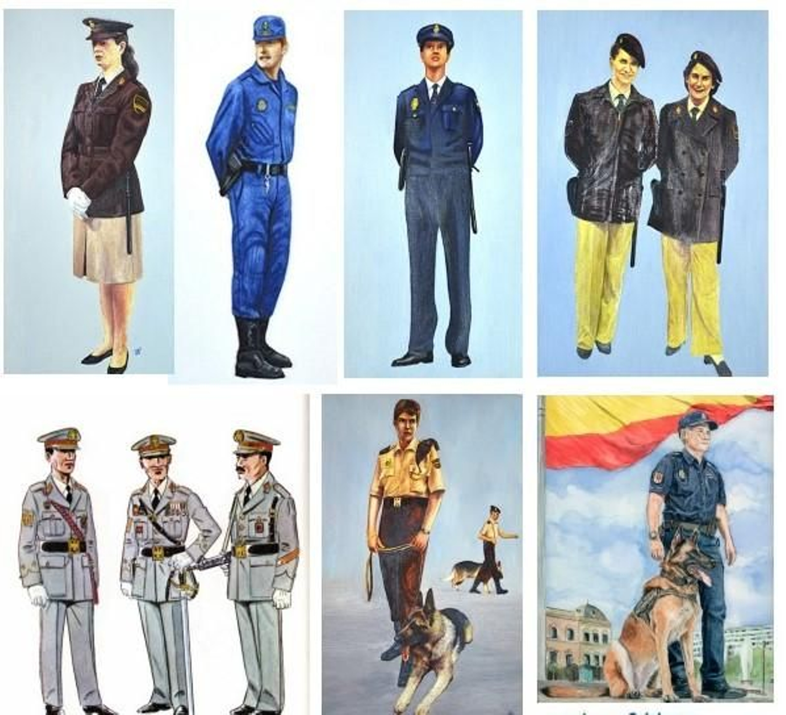 Una muestra de los uniformes históricos que pueden verse en la exposición de la Policía Nacional