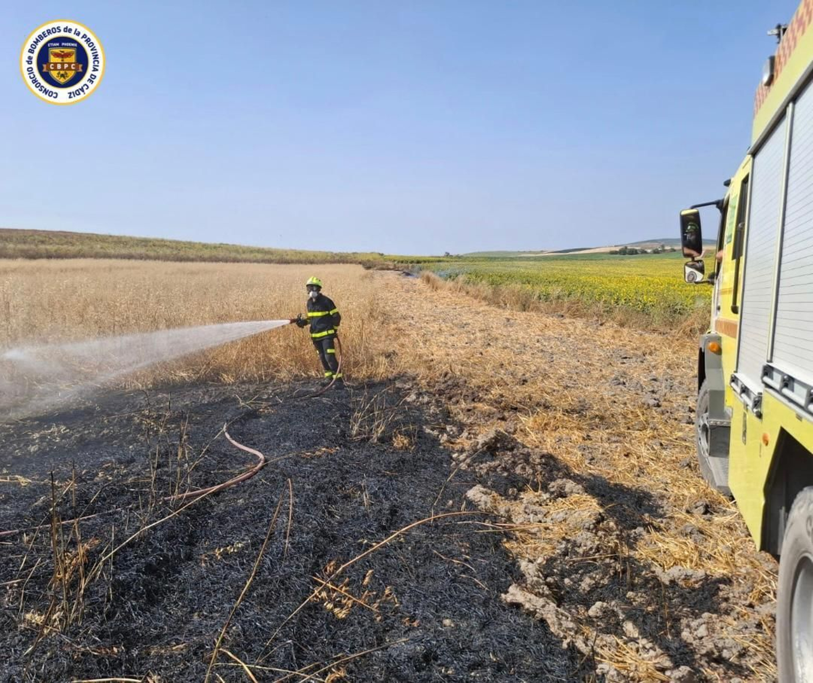 Bomberos sofocan dos incendios en trigales de Jerez Bomberos sofocan dos incendios en trigales de Jerez