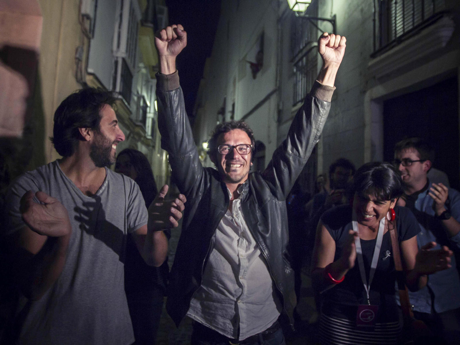 José María González 'Kichi' celebra los resultados electorales de 2015 que le daba la posibilidad de acceder a la Alcaldía.