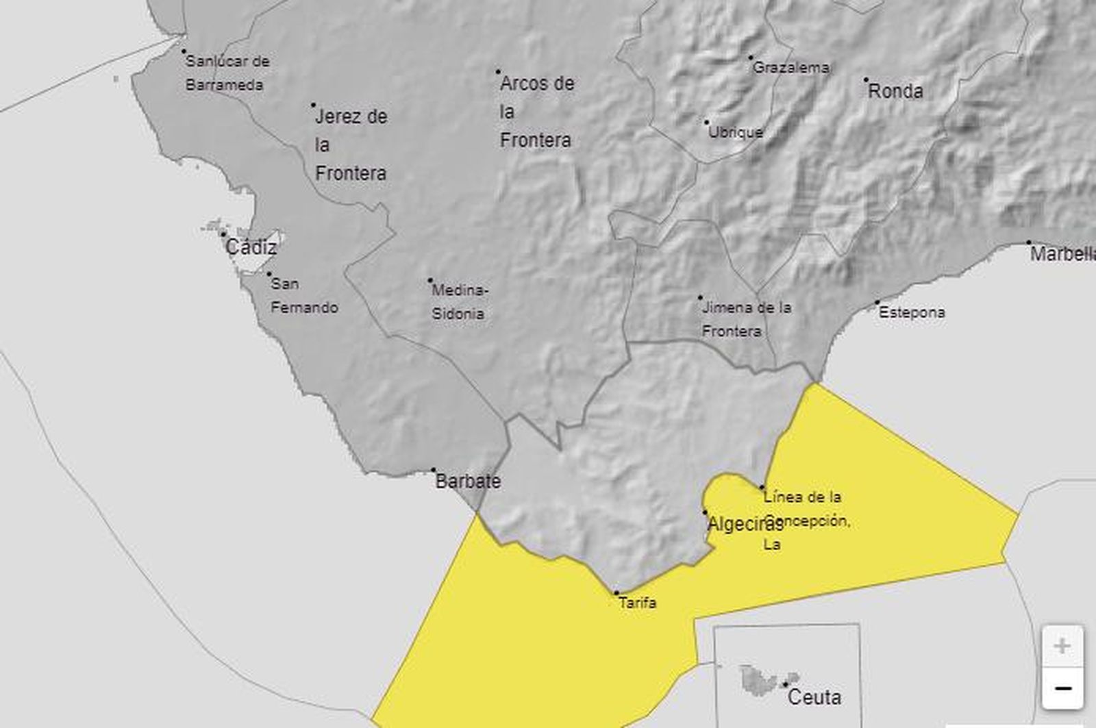 Alerta amarilla por fuerte viento de levante esta madrugada en Cádiz