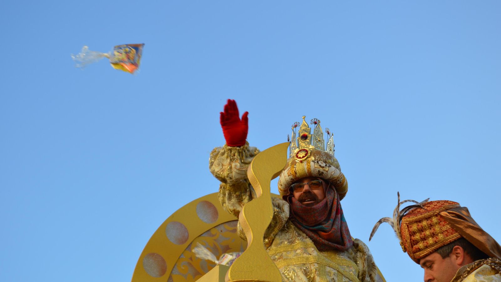 Una imagen del Rey Gaspar durante la Cabalgata.