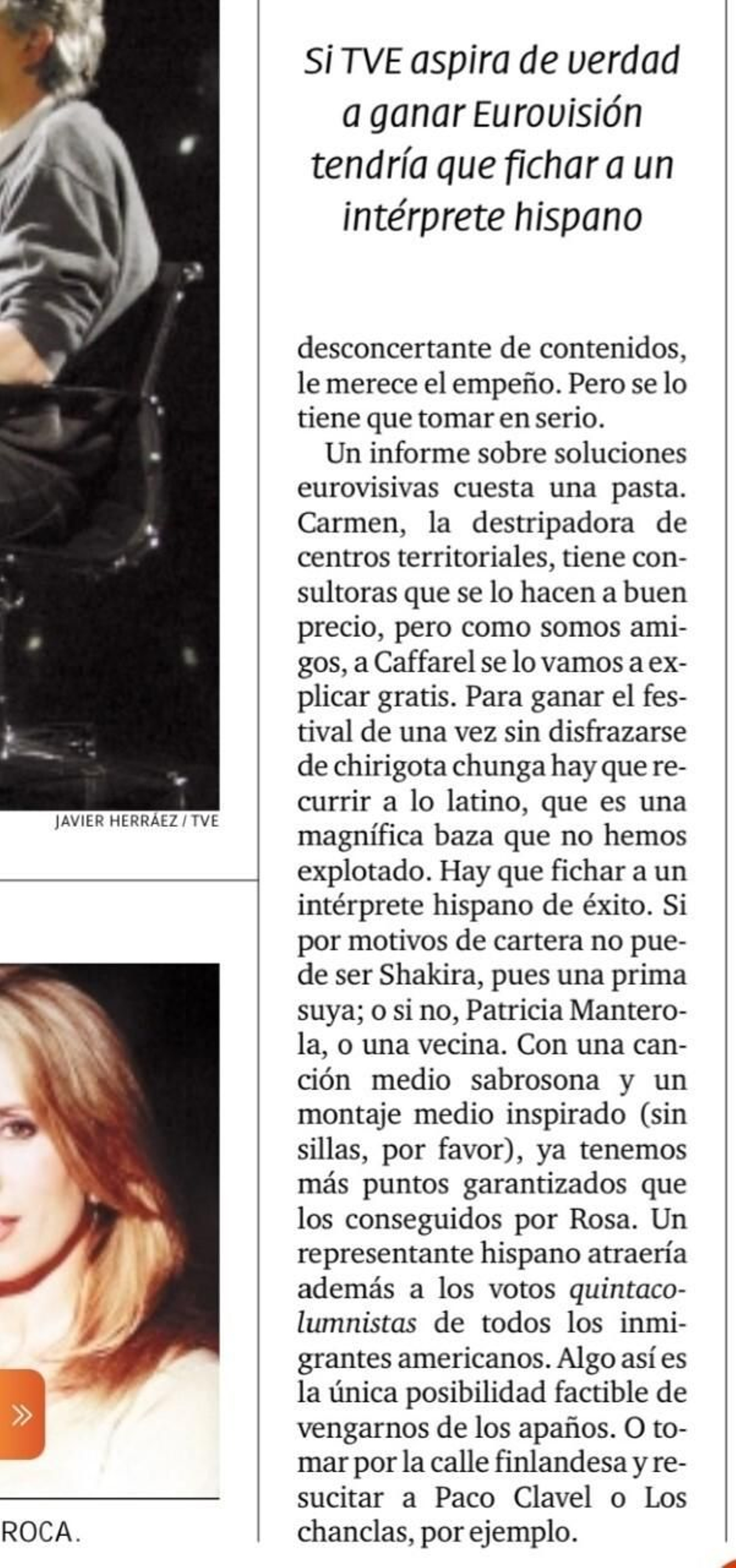 Recorte de la columna 'Más votos', Francisco Andrés Gallardo, 26 de mayo de 2006