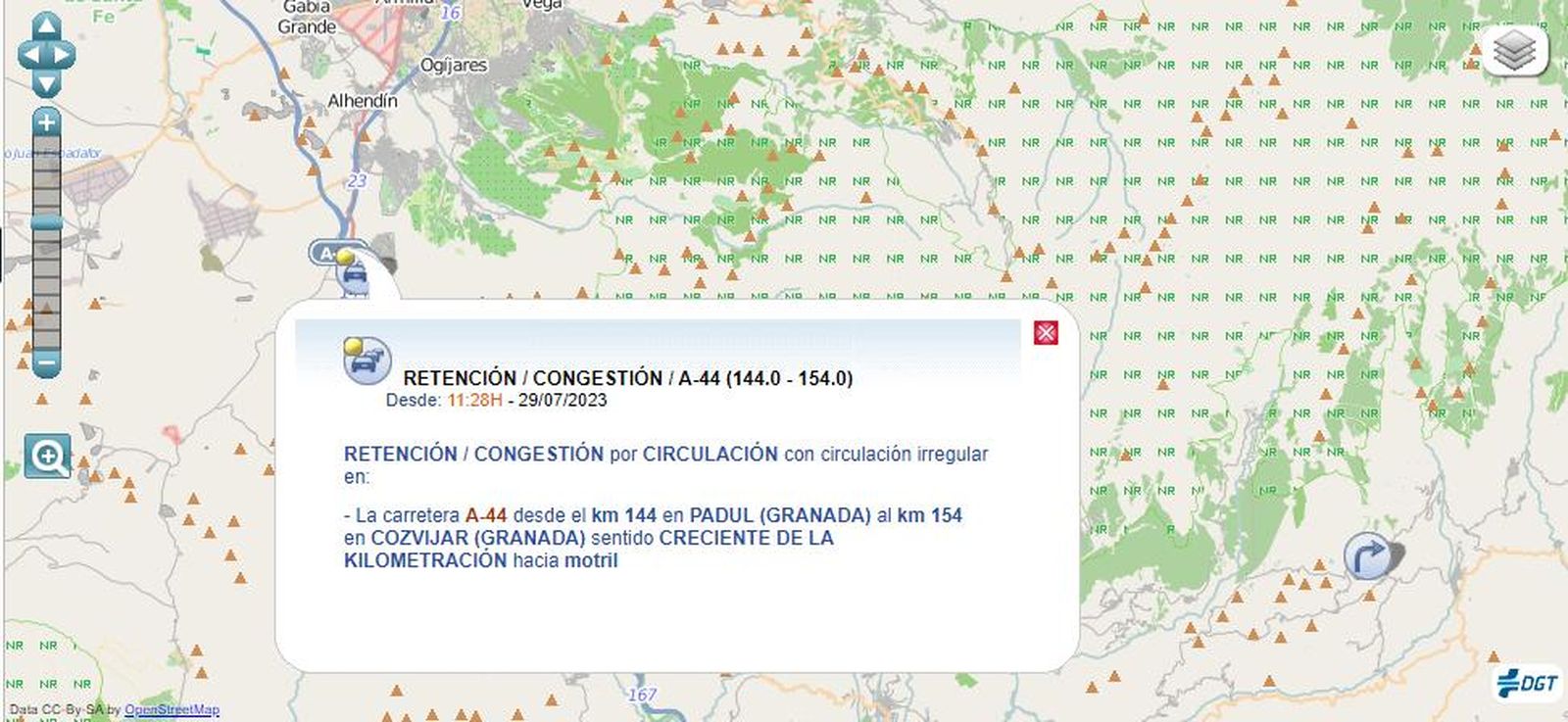 Información sobre el tráfico en la DGT.