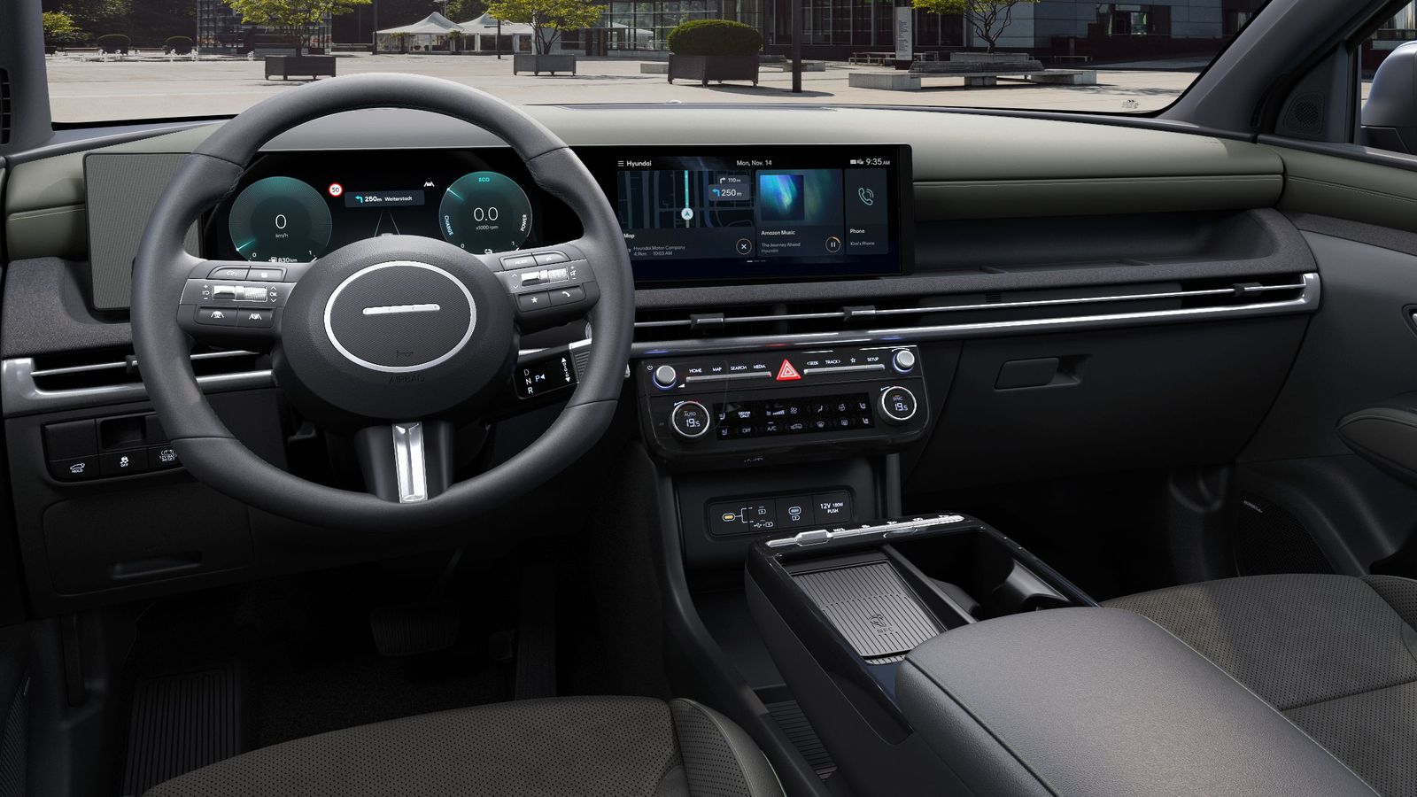 Las dos pantallas de 12,3" son de serie en el Tucson "20 aniversario". En la central, el navegador forma parte del equipamiento de serie.