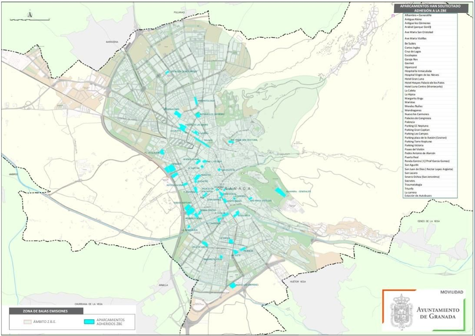 Parking adheridos a la ZBE.