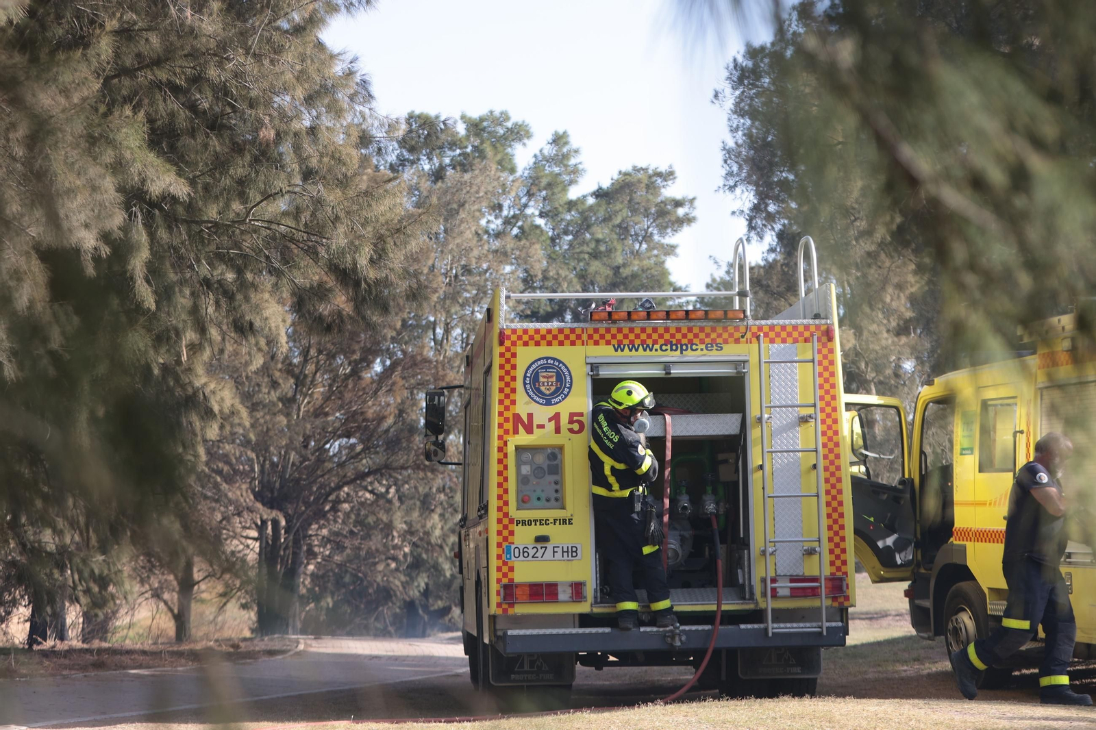 El incendio en Montecastillo ya se da por extinguido aunque mantienen un retén por si el fuego se reaviva