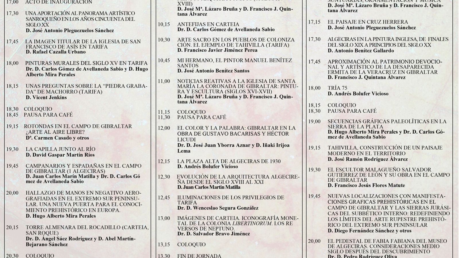Programa de las III Jornadas de Historia del Arte del Campo de Gibraltar.