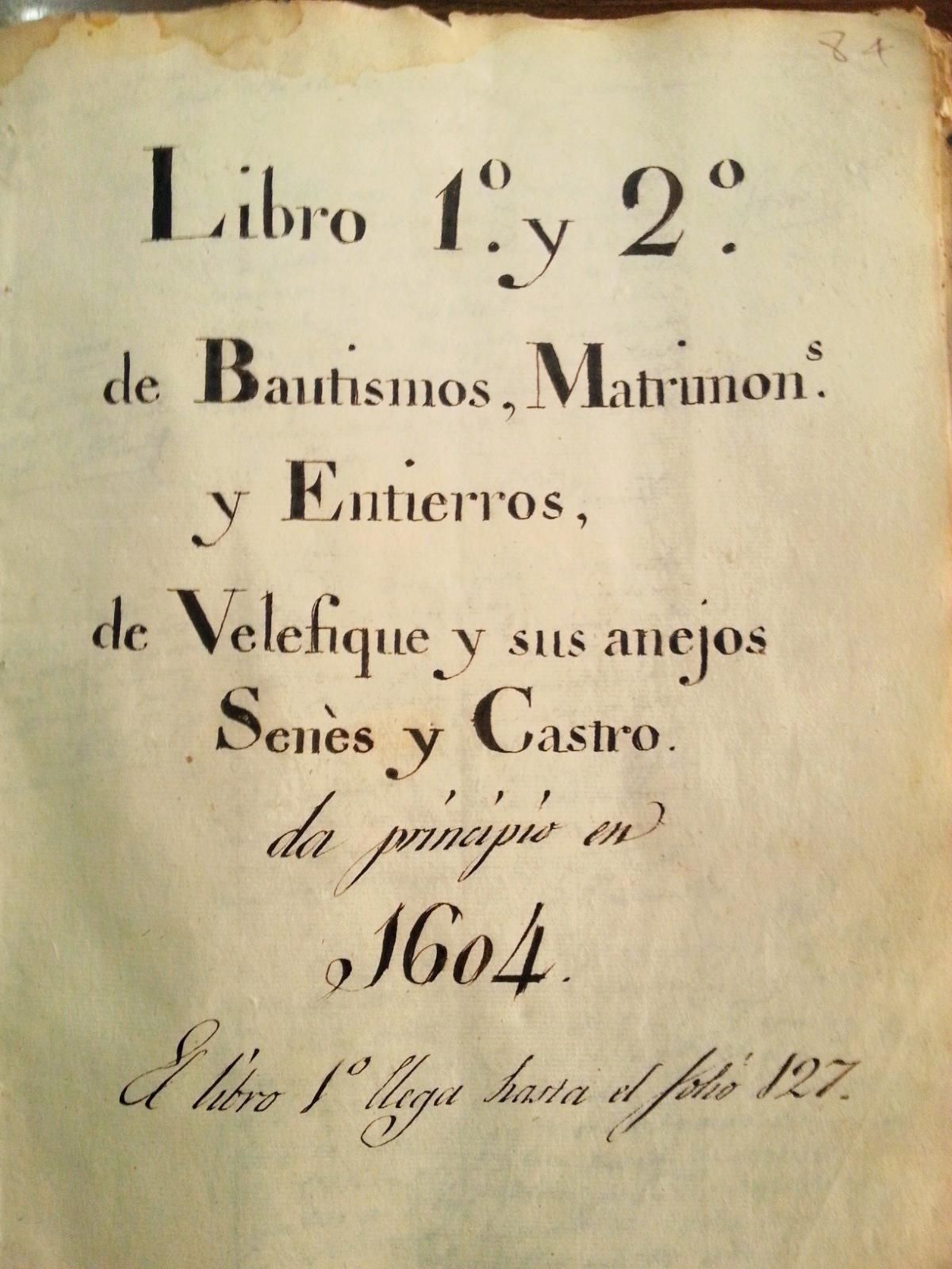 Portada del Libro Primero de Velefique