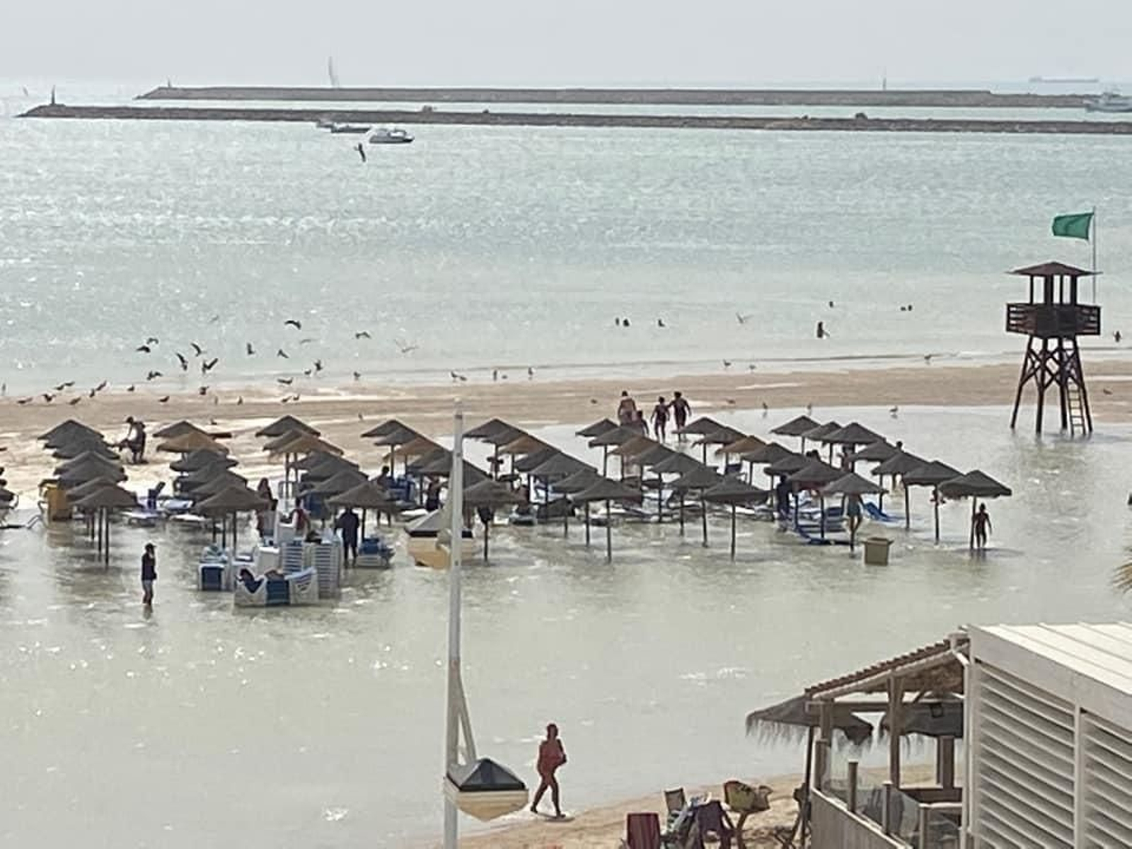 Imágenes de la brusca subida de la marea en Valdelagrana