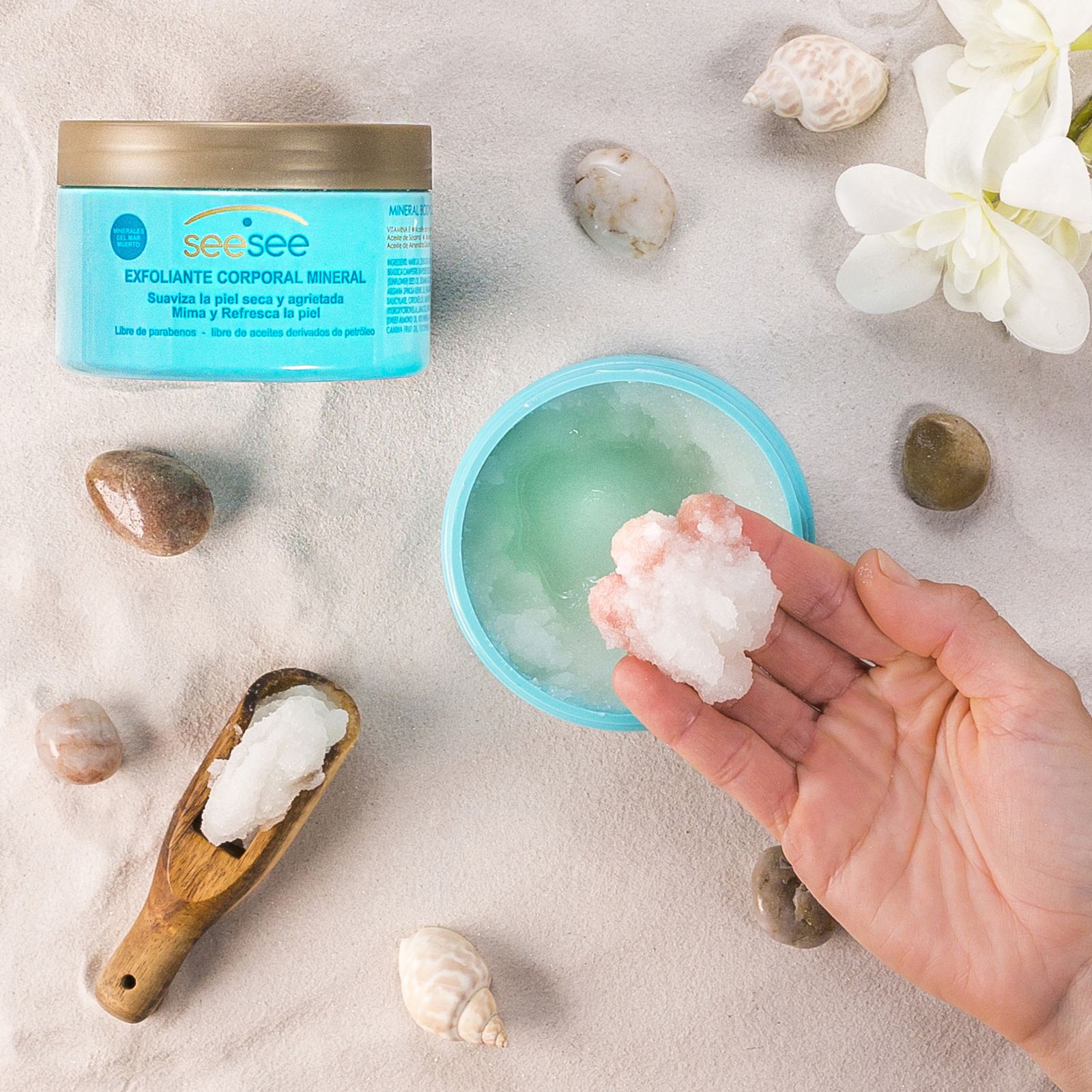 Detalle de la crema exfoliante de Mercadona Seesee.