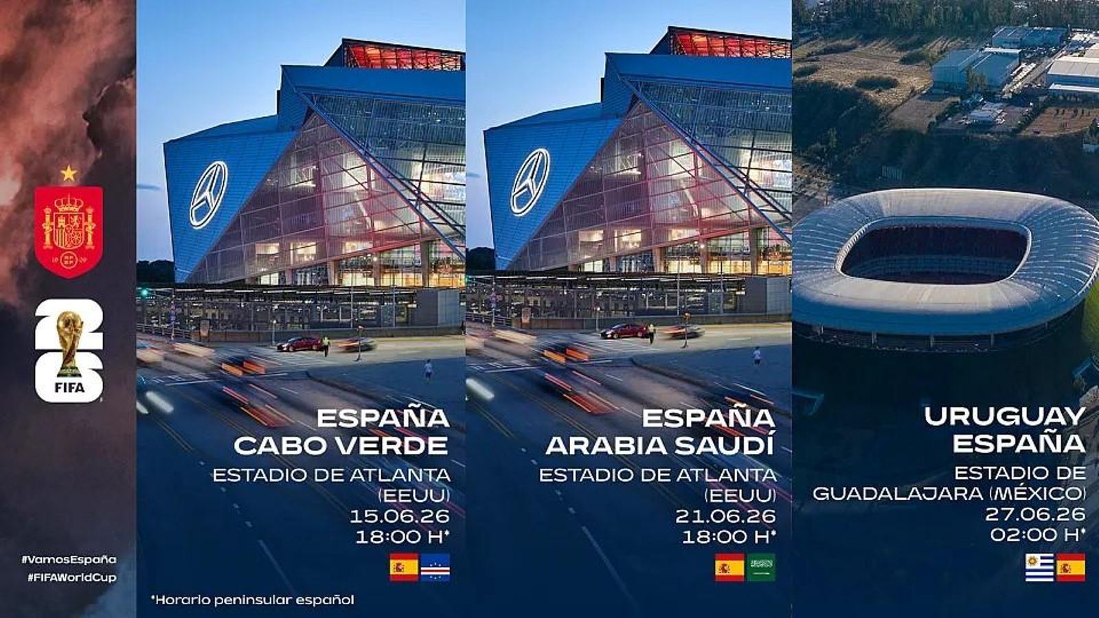 Los horarios de España en la fase de grupos del Mundial.