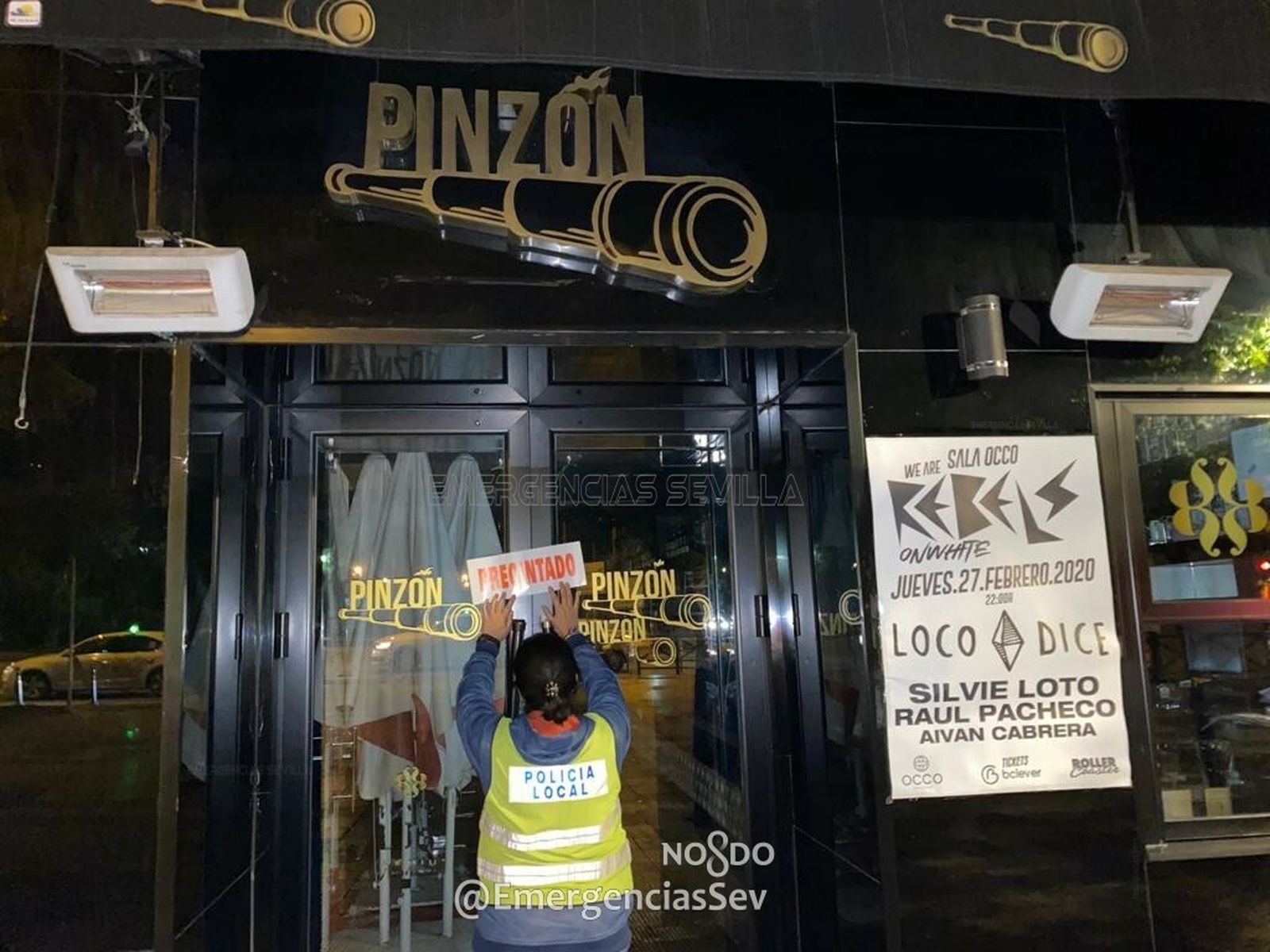 El bar Pinzón, en el Paseo de Colón, fue precintado por sextuplicar el aforo permitido.