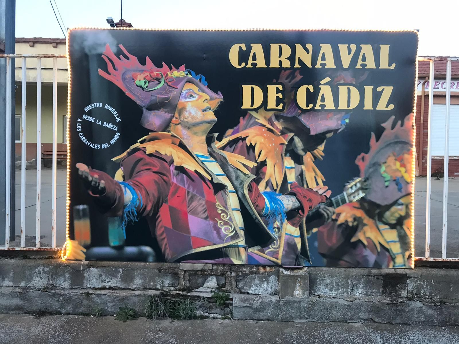 El cartel homenaje al Carnaval gaditano en el municipio leonés de La Bañeza.
