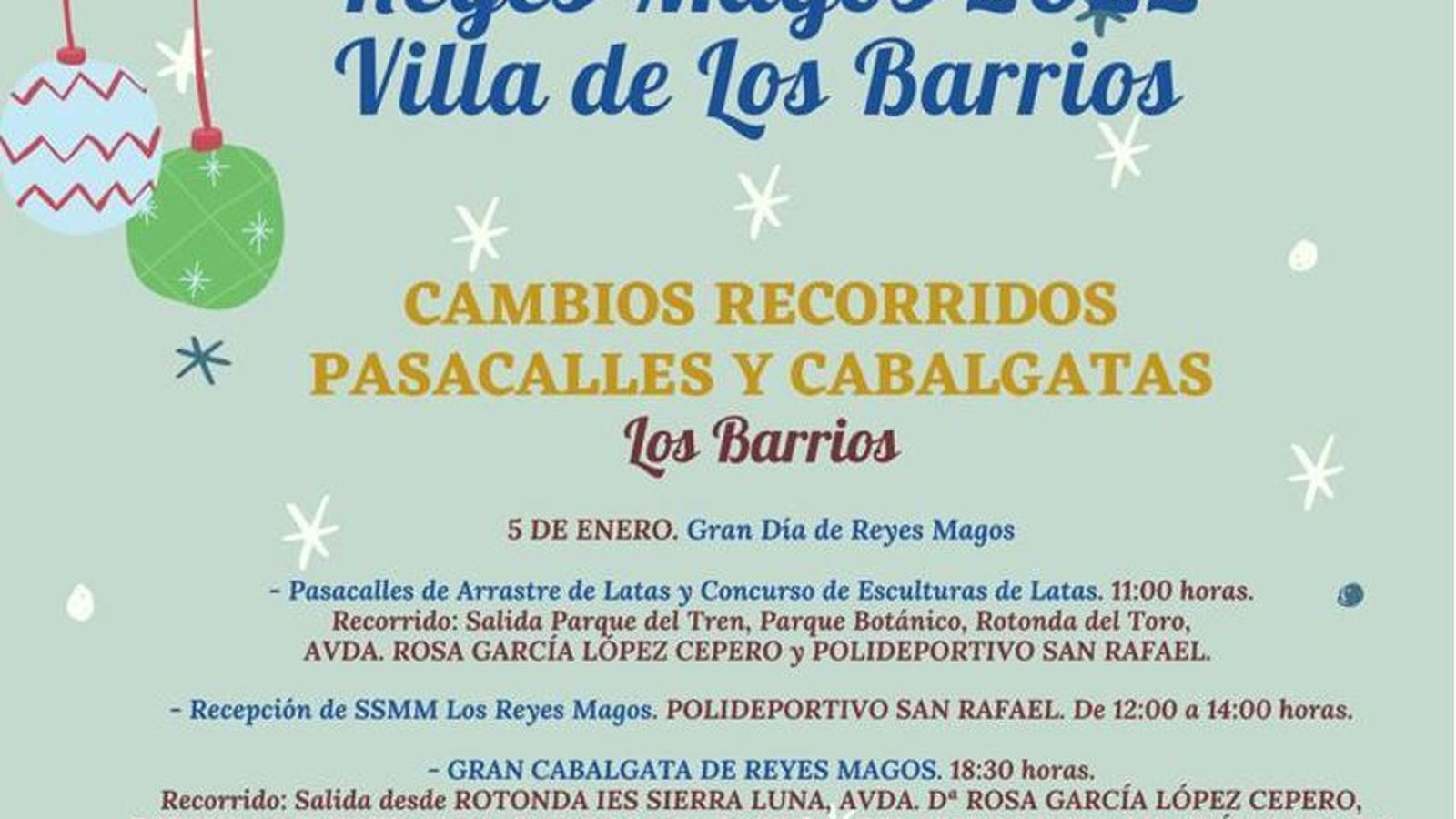 Cartel anunciador de los cambios en Los Barrios.