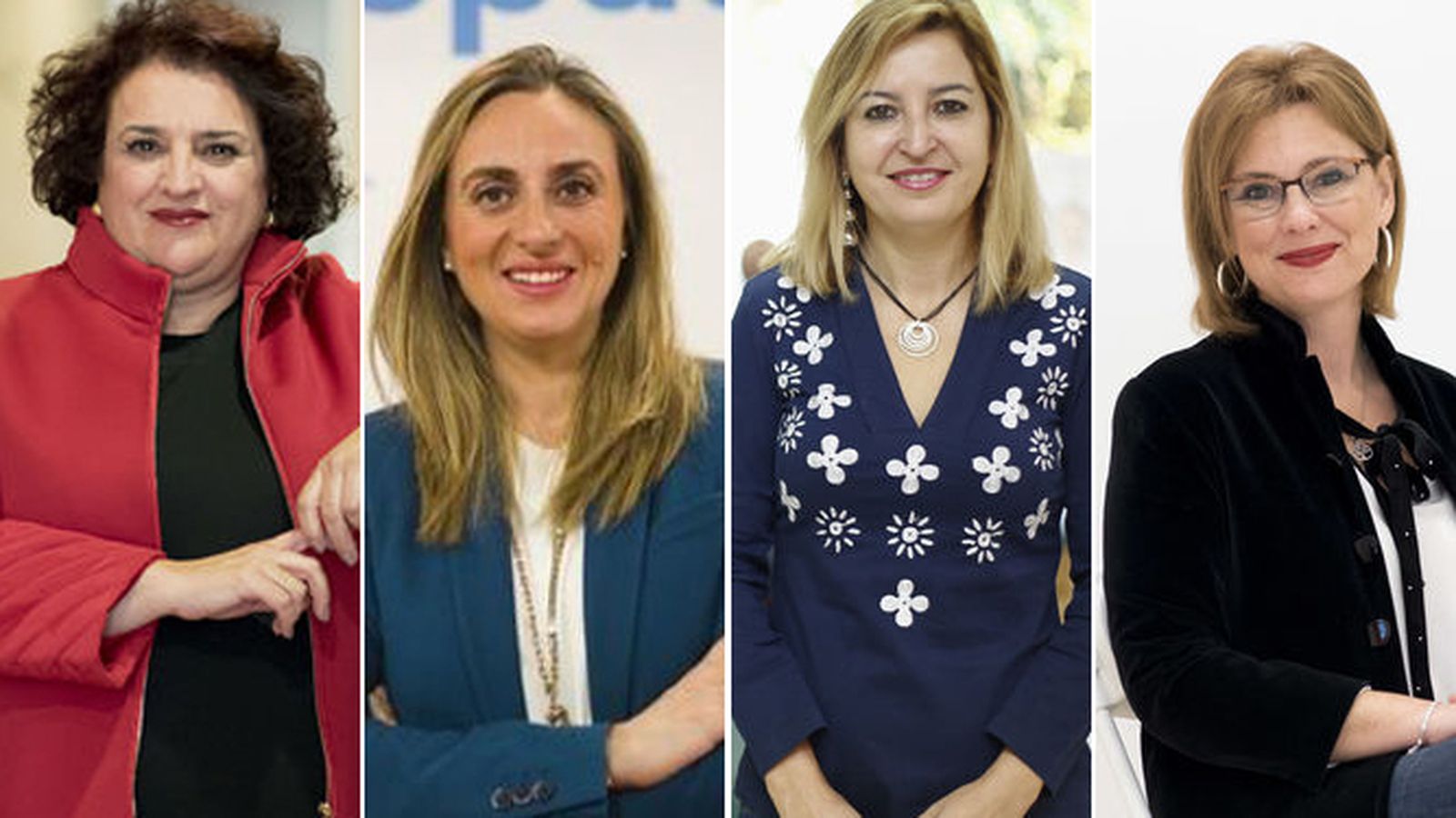 De izquierda a derecha, Teresa Jiménez (PSOE), Marifrán Carazo (PP), Carmen Lizarraga (Adelante Andalucía) y Mar Sánchez (Ciudadanos).