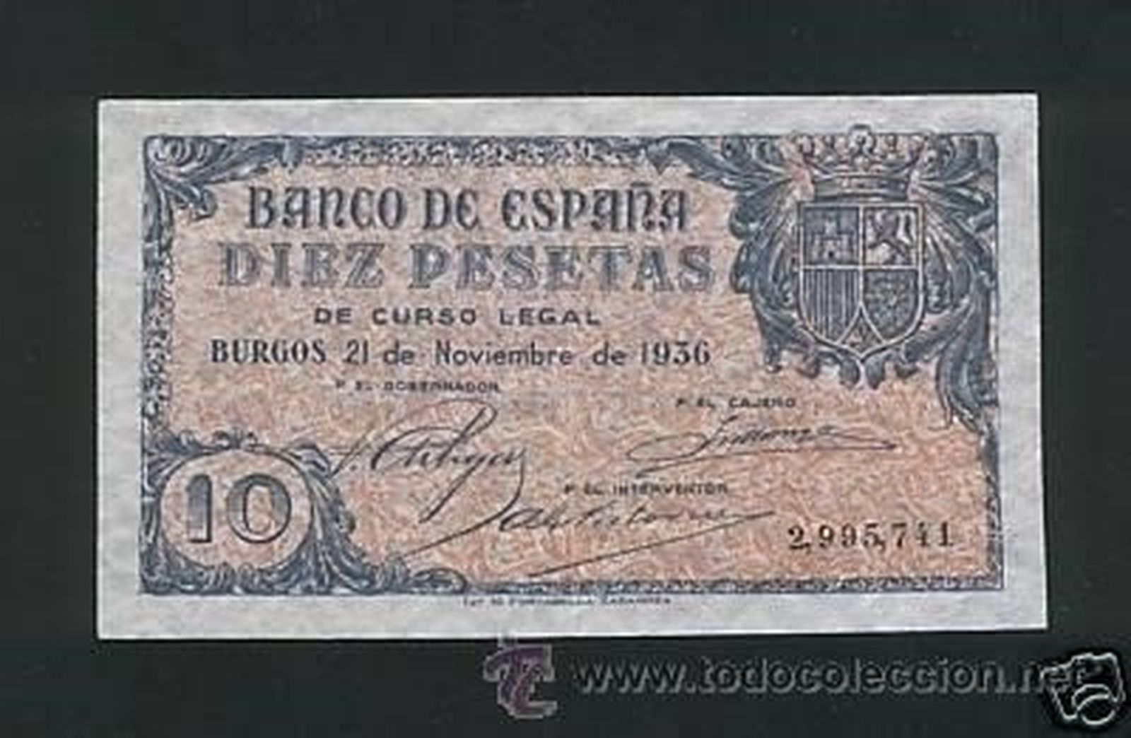 Un billete de 10 pesetas cuesta 12.000 euros