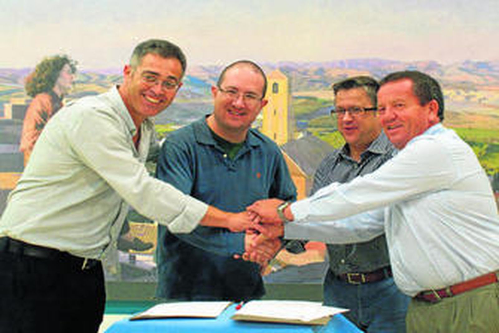 Andrés García Ibáñez con Santiago Alfonso y Antonio M. Pascual y Antonio Ramón Salas.