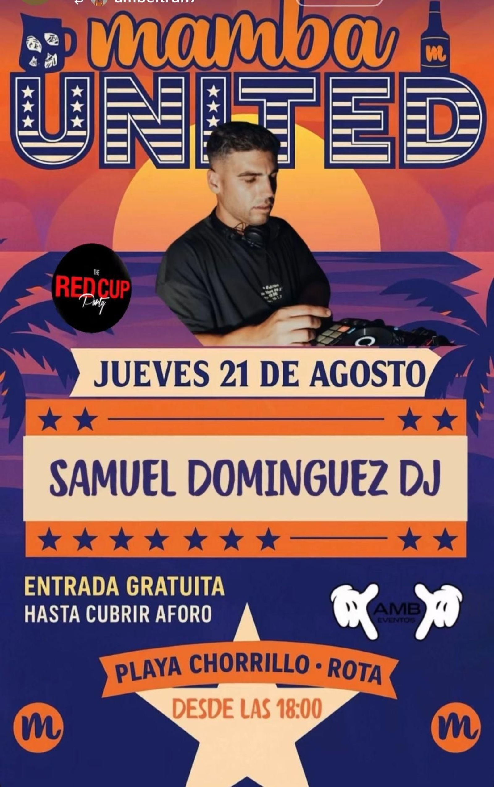 Samuel Domínguez DJ, en Mamba Beach. Rota.