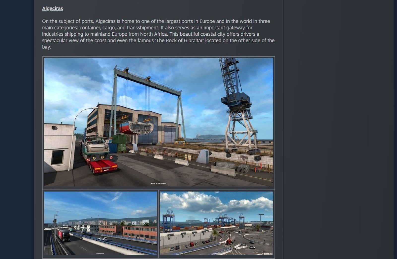 Una captura de la web de Steam donde se han presentado las fotos de Algeciras