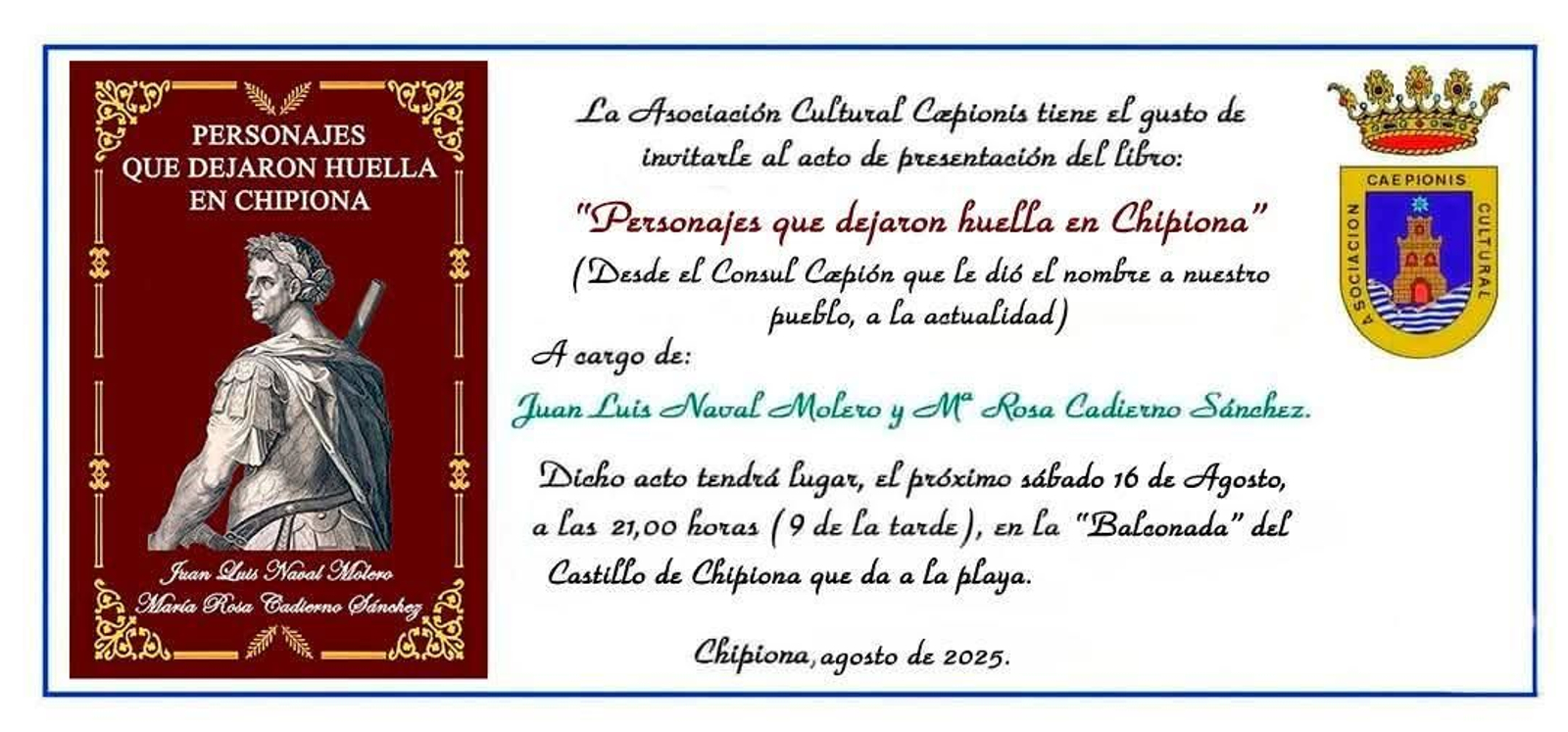 Presentación del libro 'Personajes que dejaron huella en Chipiona'.