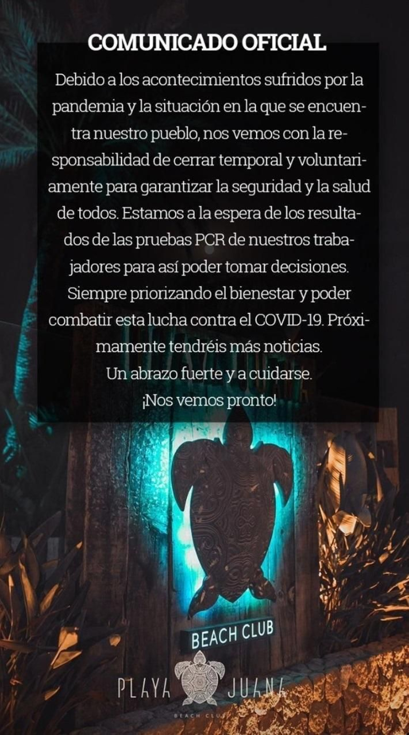 Comunicado de Playa Juana de Mojácar.