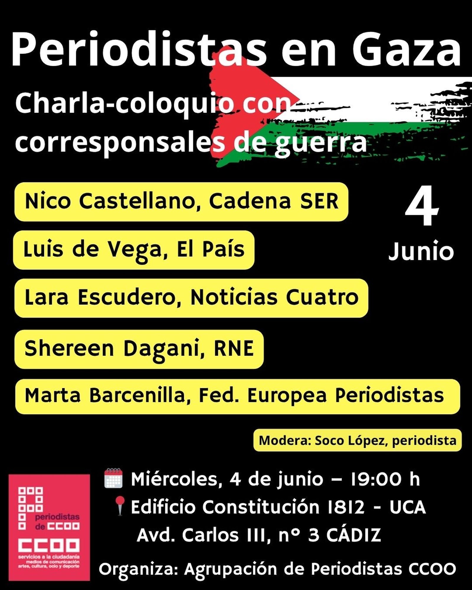 El periodismo en Palestina. El miércoles en la UCA